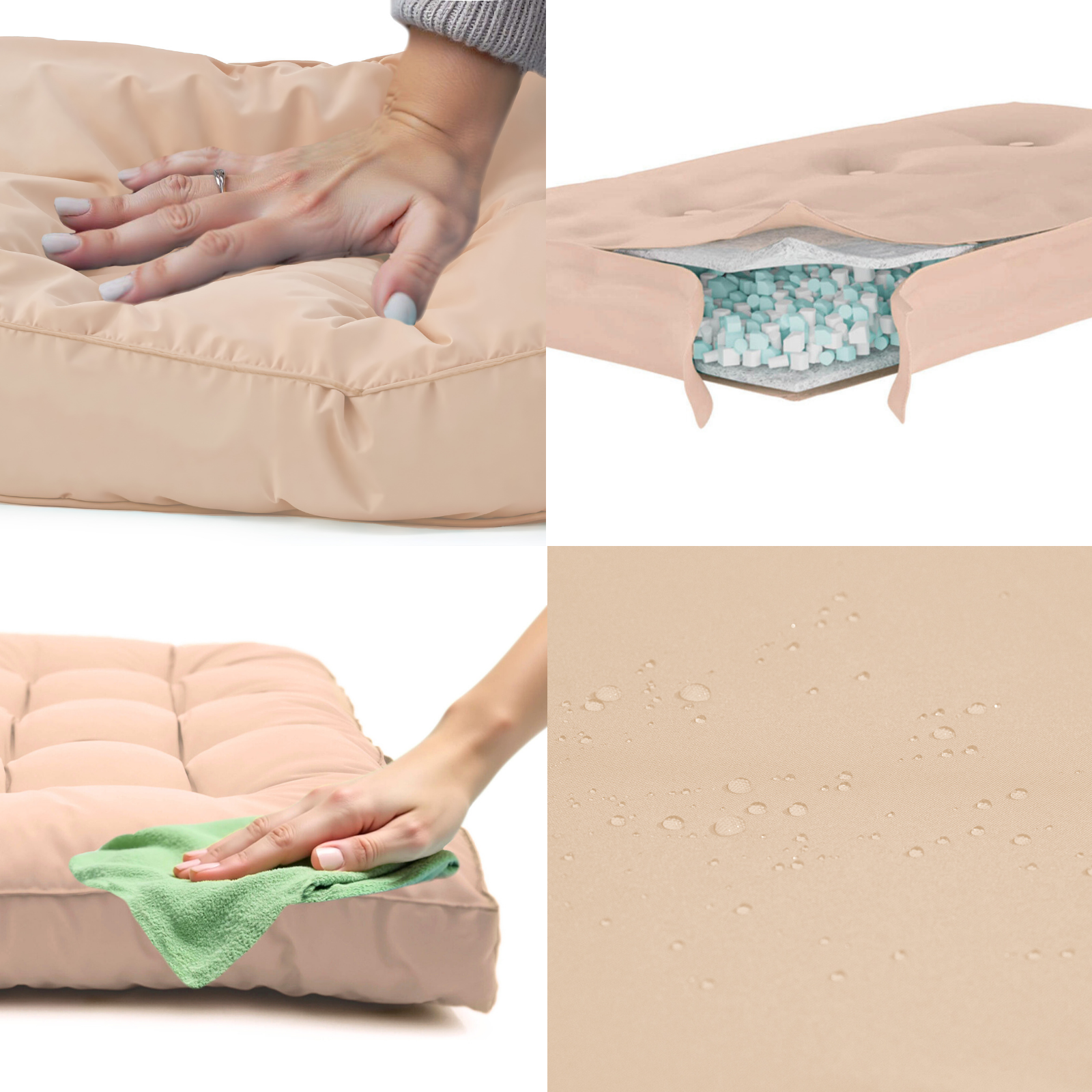 Ensemble Coussins Palette 120x80 Beige - Imperméable & Épais 15cm