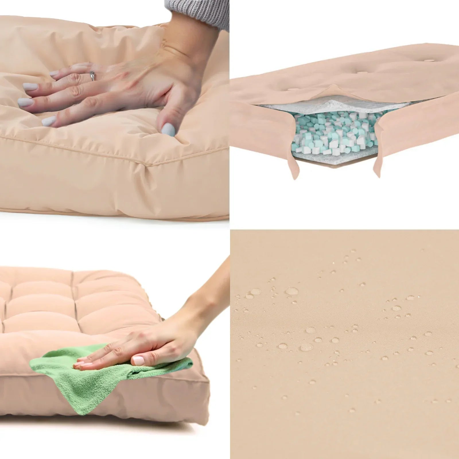 Matelas Bain de Soleil 185x60 Beige Clair - Épais 12cm & Imperméable