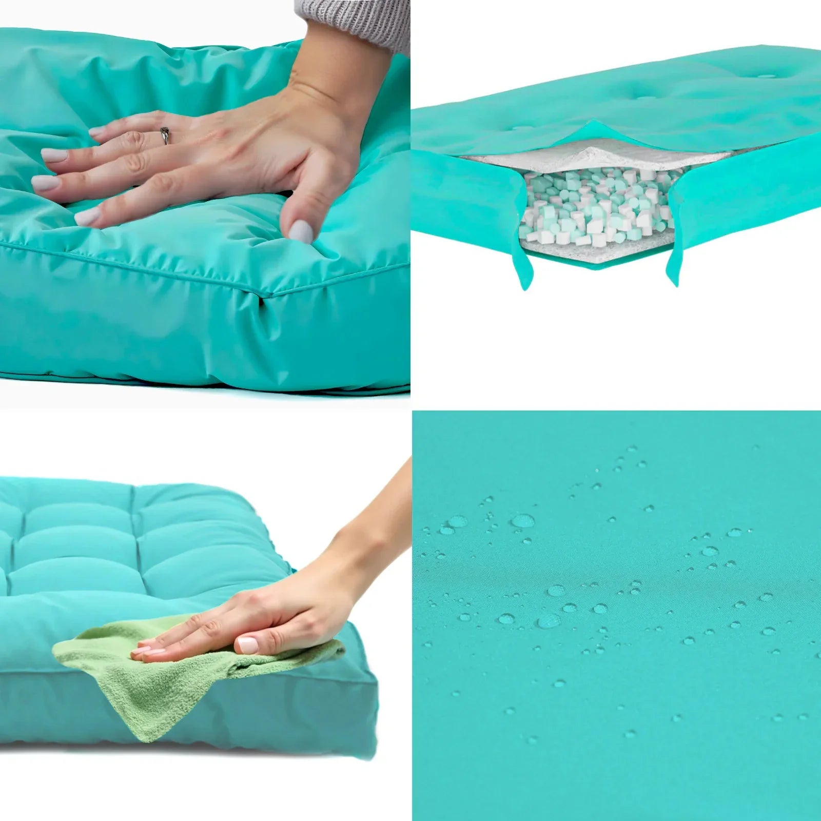 Ensemble Coussins Palette 120x80 Bleu Caraïbes - Imperméable & Épais 15cm