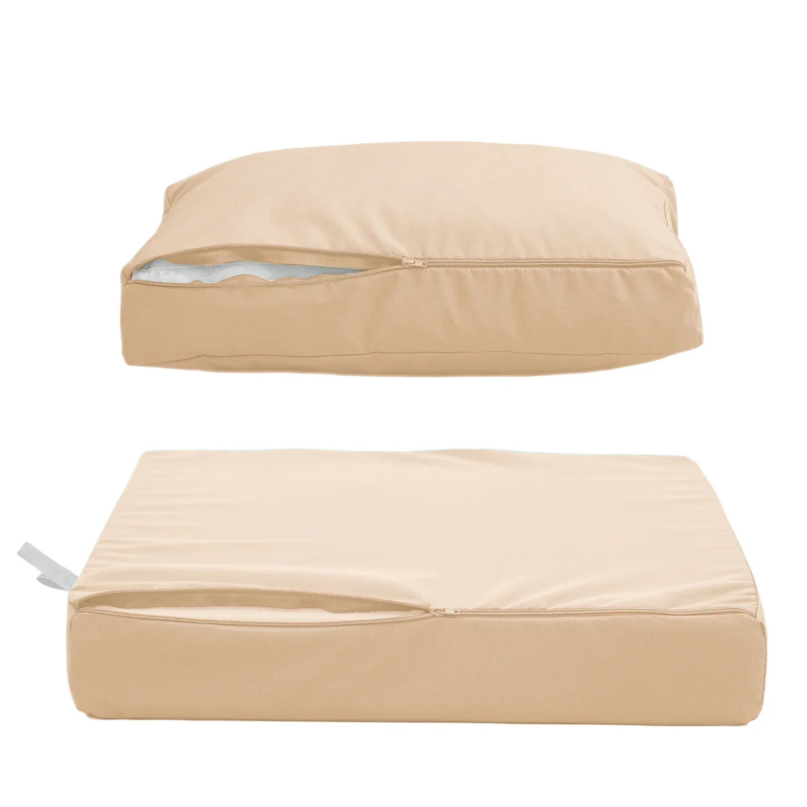 Ensemble Coussins Salon Jardin 60x60 Beige - Déhoussable & Anti-UV (Assise + Dossier)