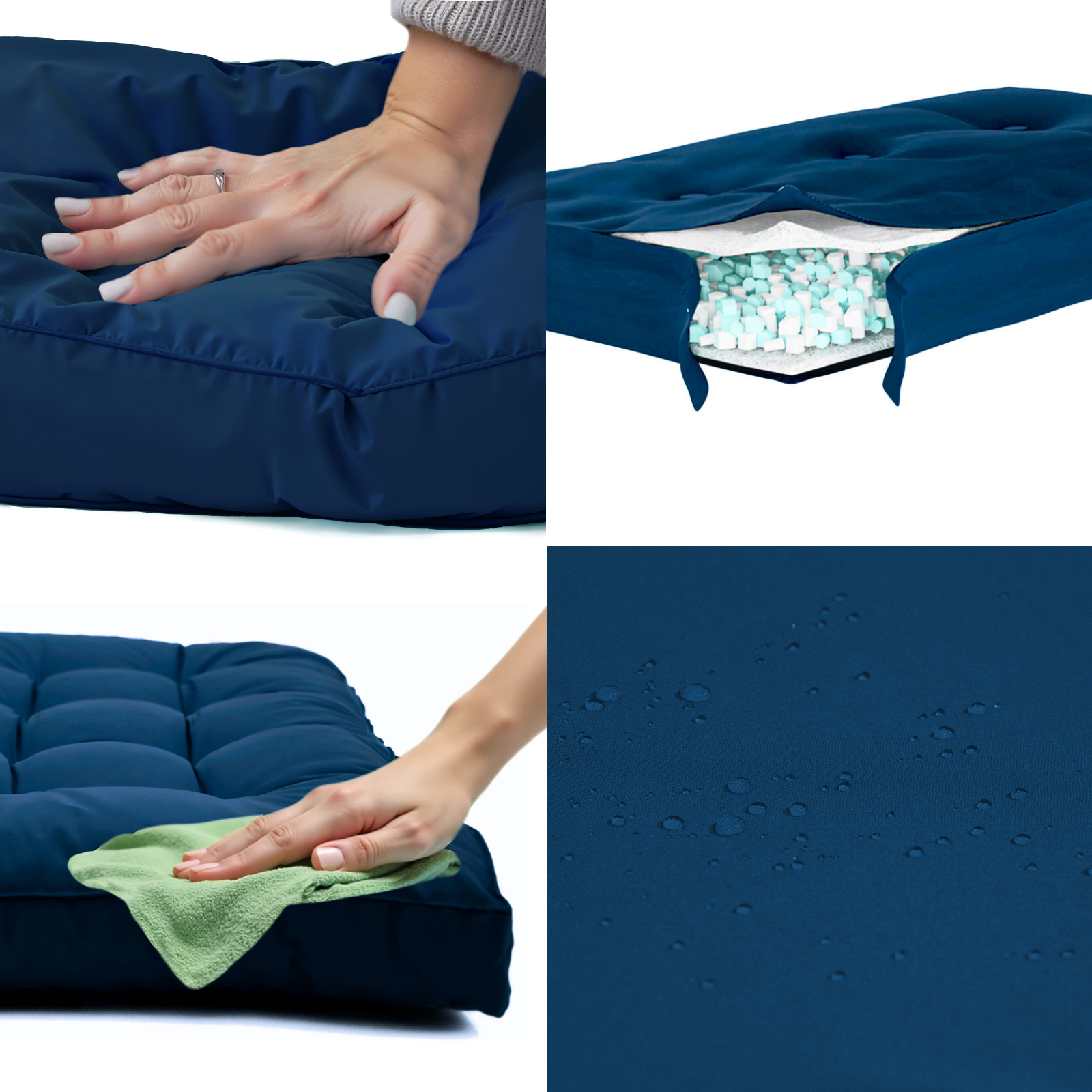 Ensemble Coussins Palette 120x80 Bleu Pétrole - Imperméable & Épais 15cm