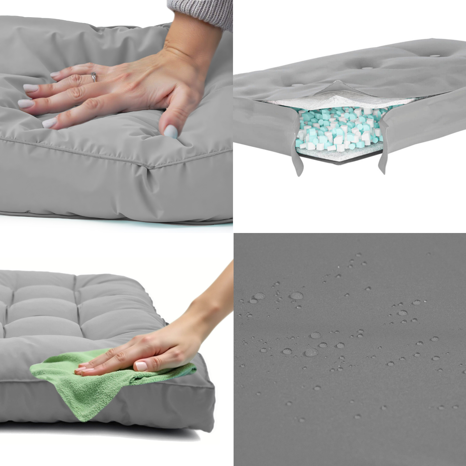 Ensemble Coussins Palette 120x80 Gris Galet - Imperméable & Épais 15cm