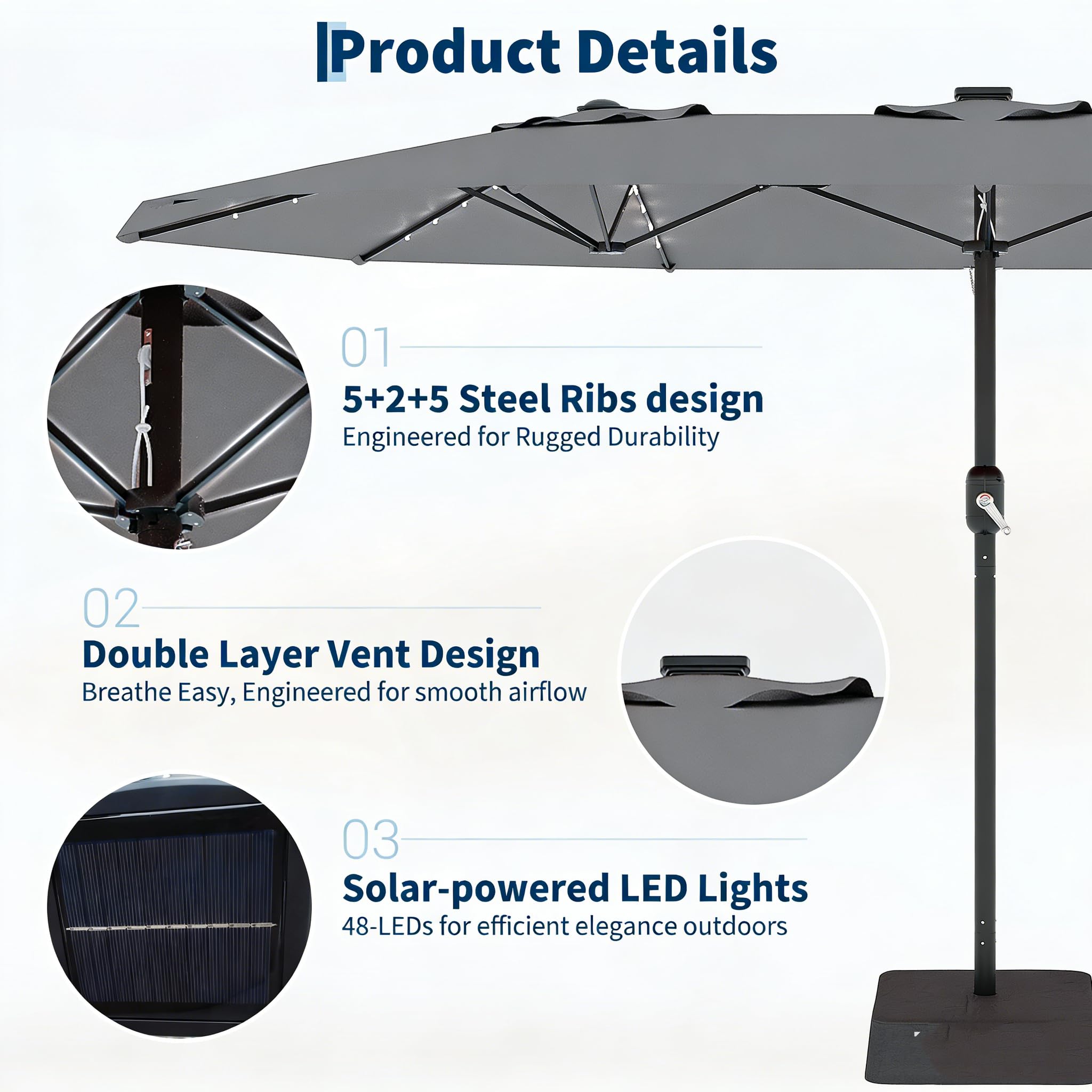 Parasol Rectangulaire LED
