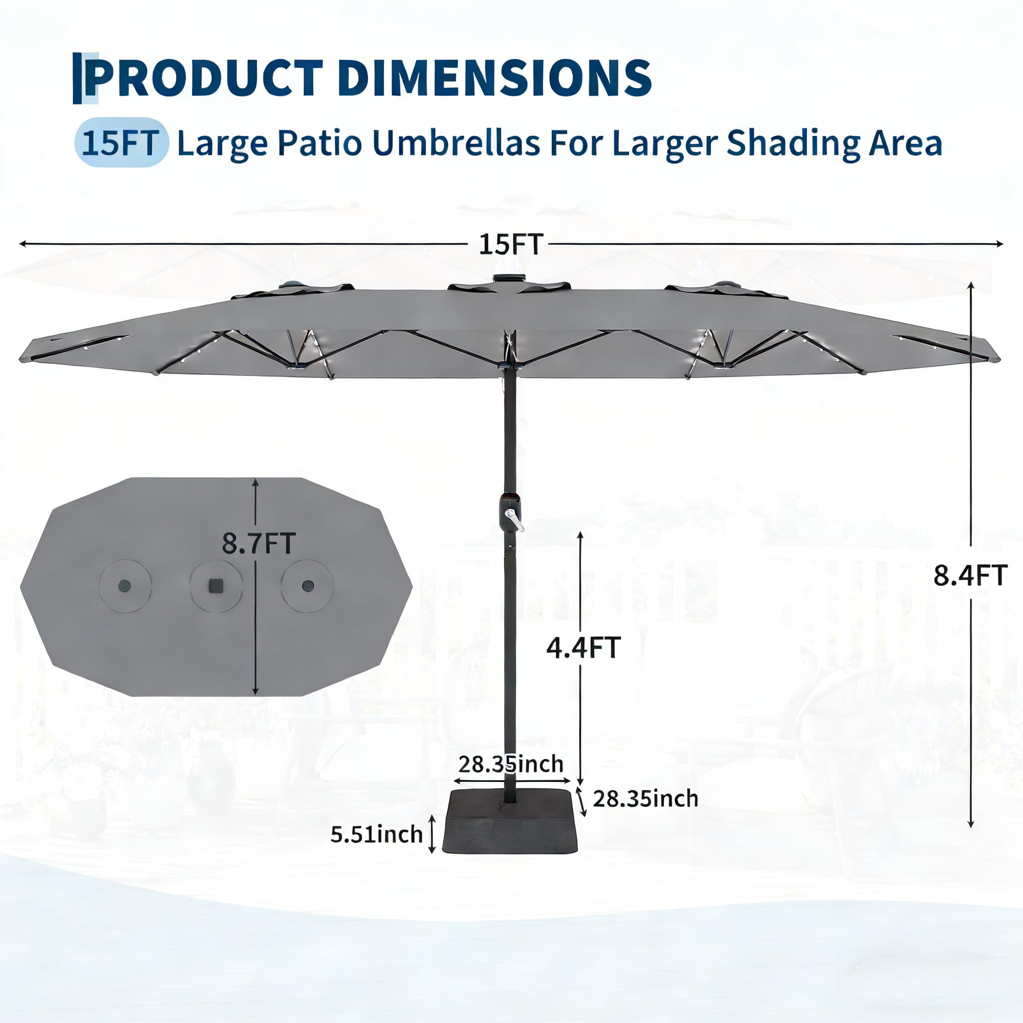 Parasol Rectangulaire LED