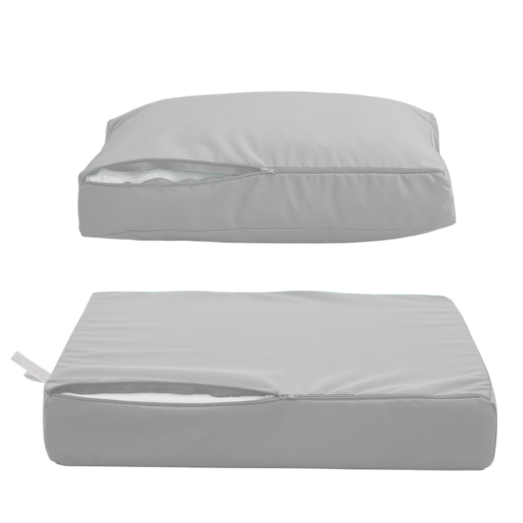 Ensemble Coussins Salon Jardin 60x60 Gris Galet - Déhoussable & Anti-UV (Assise + Dossier)