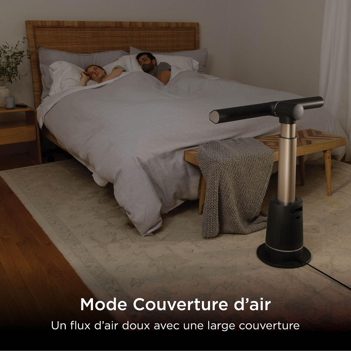 Mode couverture d'air : flux doux et large au-dessus du lit