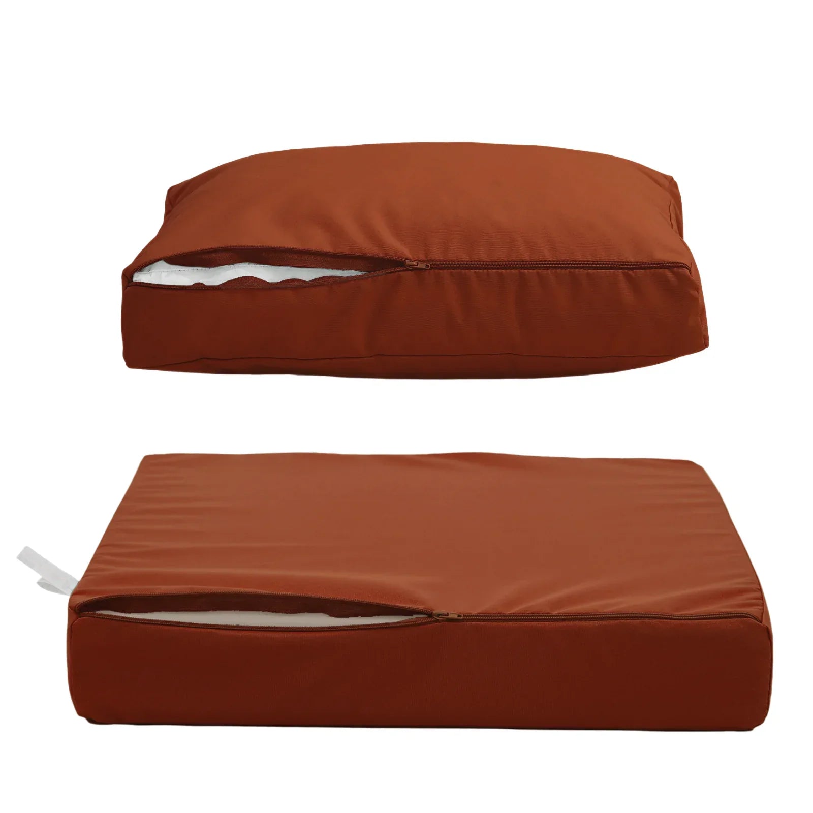 Ensemble Coussins Salon Jardin 50x50 Terracotta - Déhoussable & Anti-UV (Assise + Dossier)