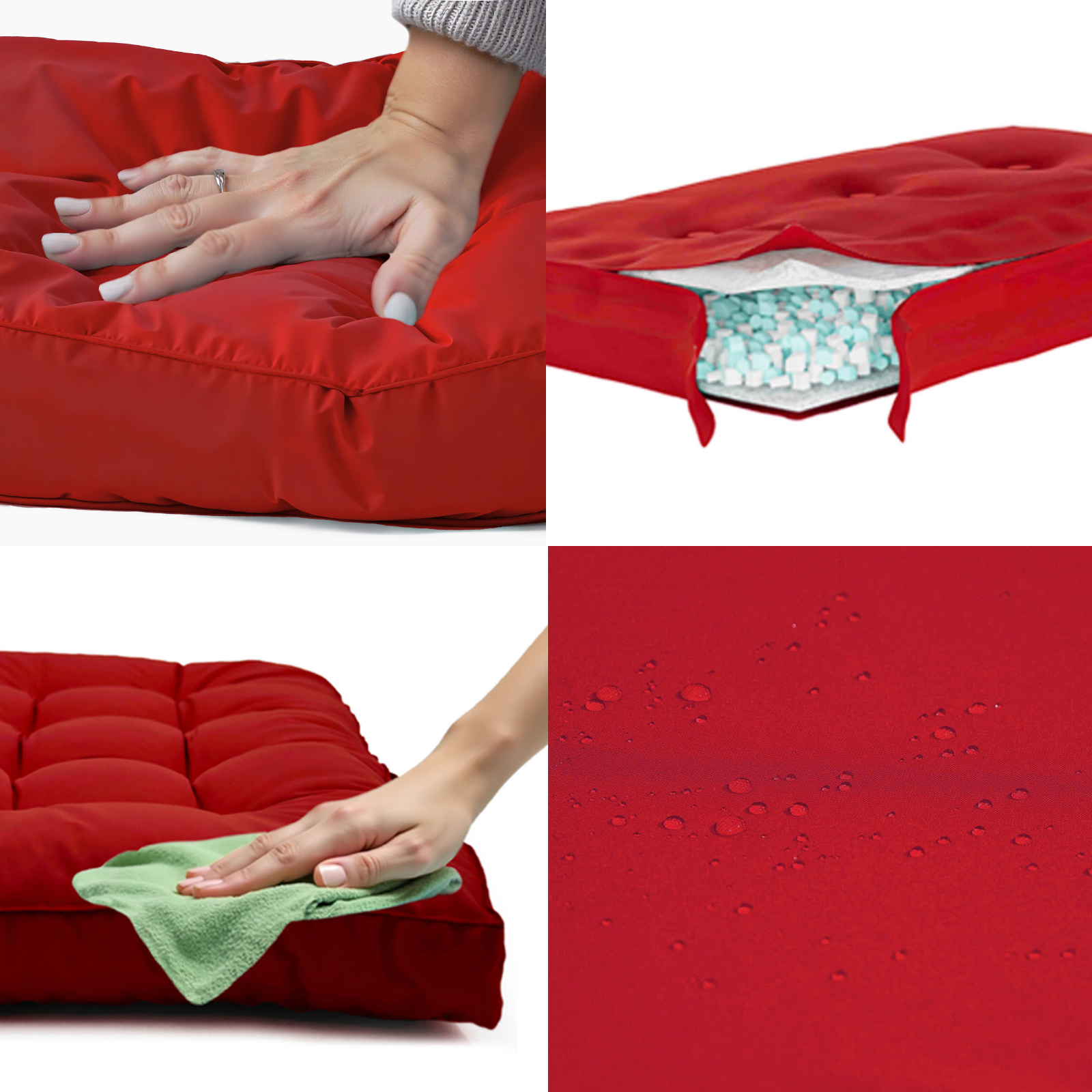 Ensemble Coussins Palette 120x80 Rouge Piment - Imperméable & Épais 15cm