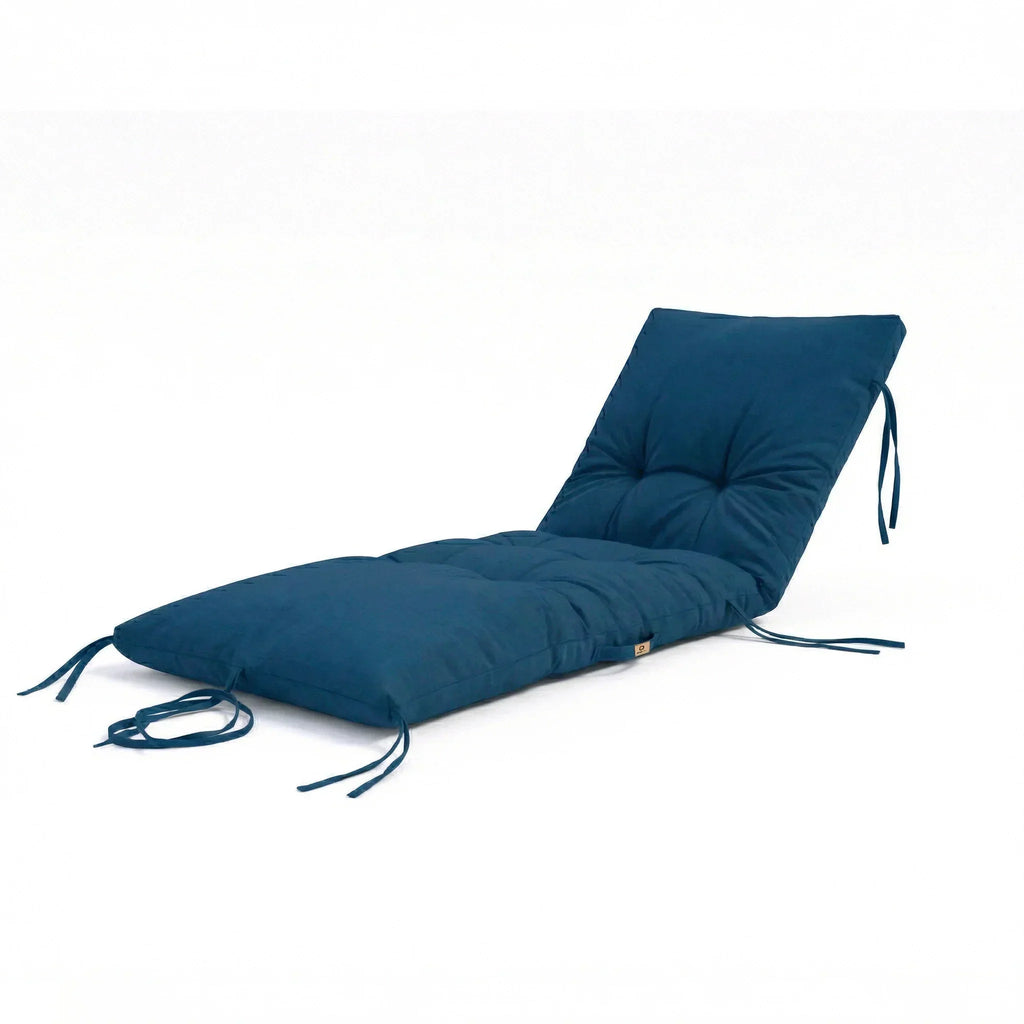 Matelas Bain de Soleil 185x60 - Épais 12cm & Imperméable (Transat) Bleu Pétrole