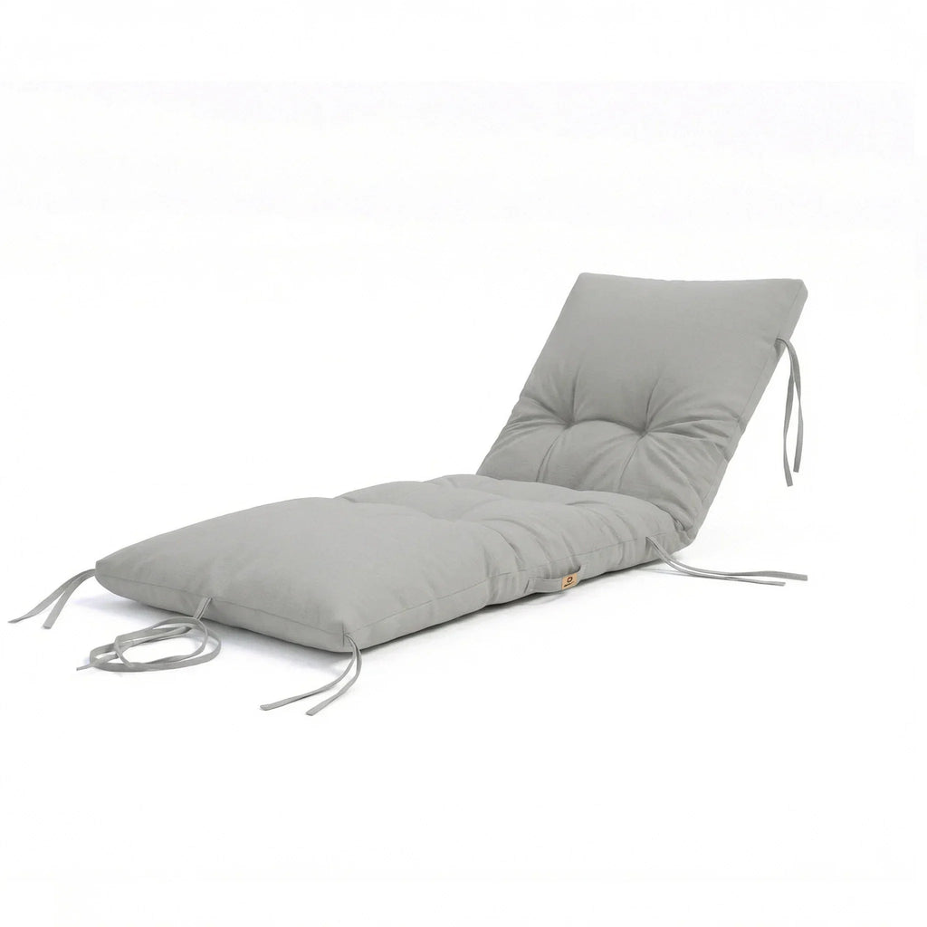 Matelas Bain de Soleil 185x60 - Épais 12cm & Imperméable (Transat) Gris Galet