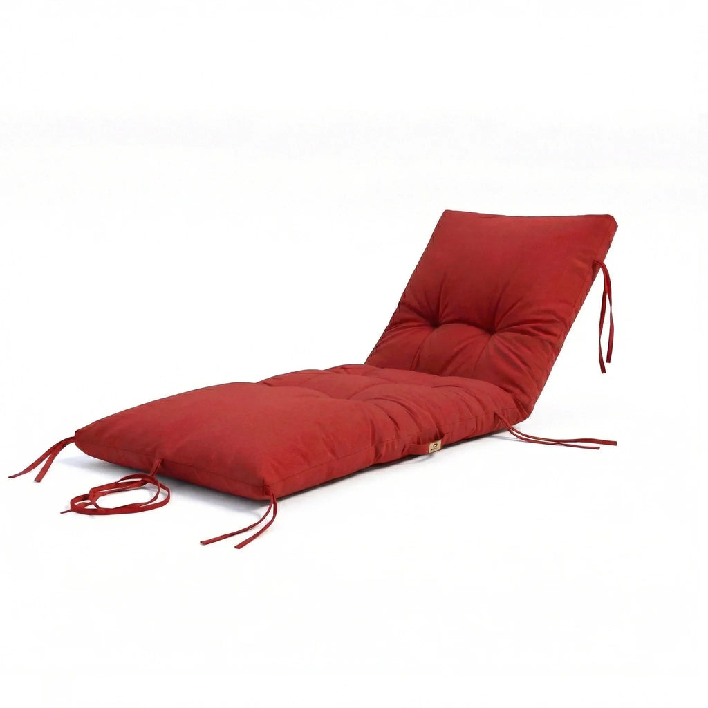 Matelas Bain de Soleil 185x60 - Épais 12cm & Imperméable (Transat) Rouge Piment