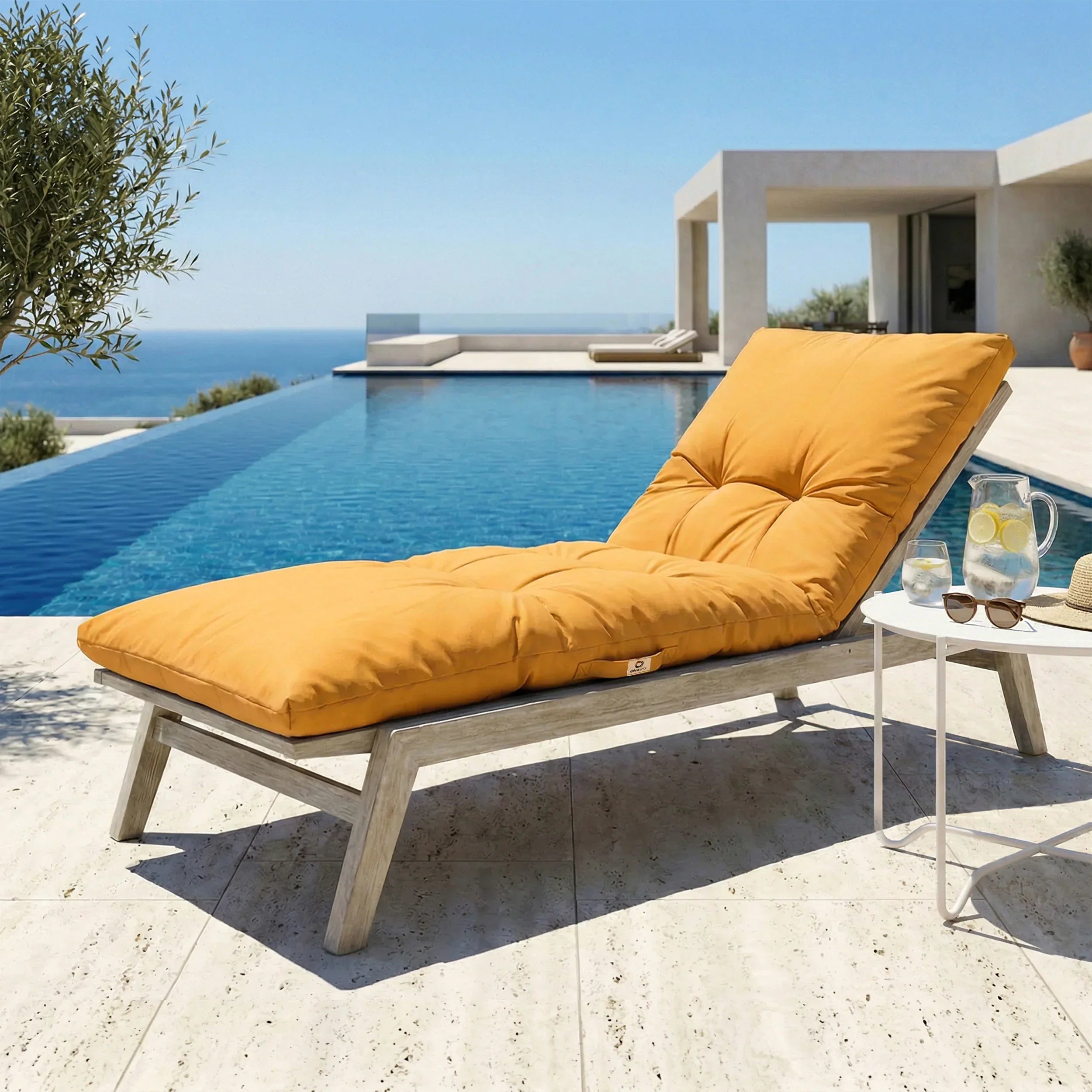 Matelas Bain de Soleil 185x60 Jaune Miel - Épais 12cm & Imperméable
