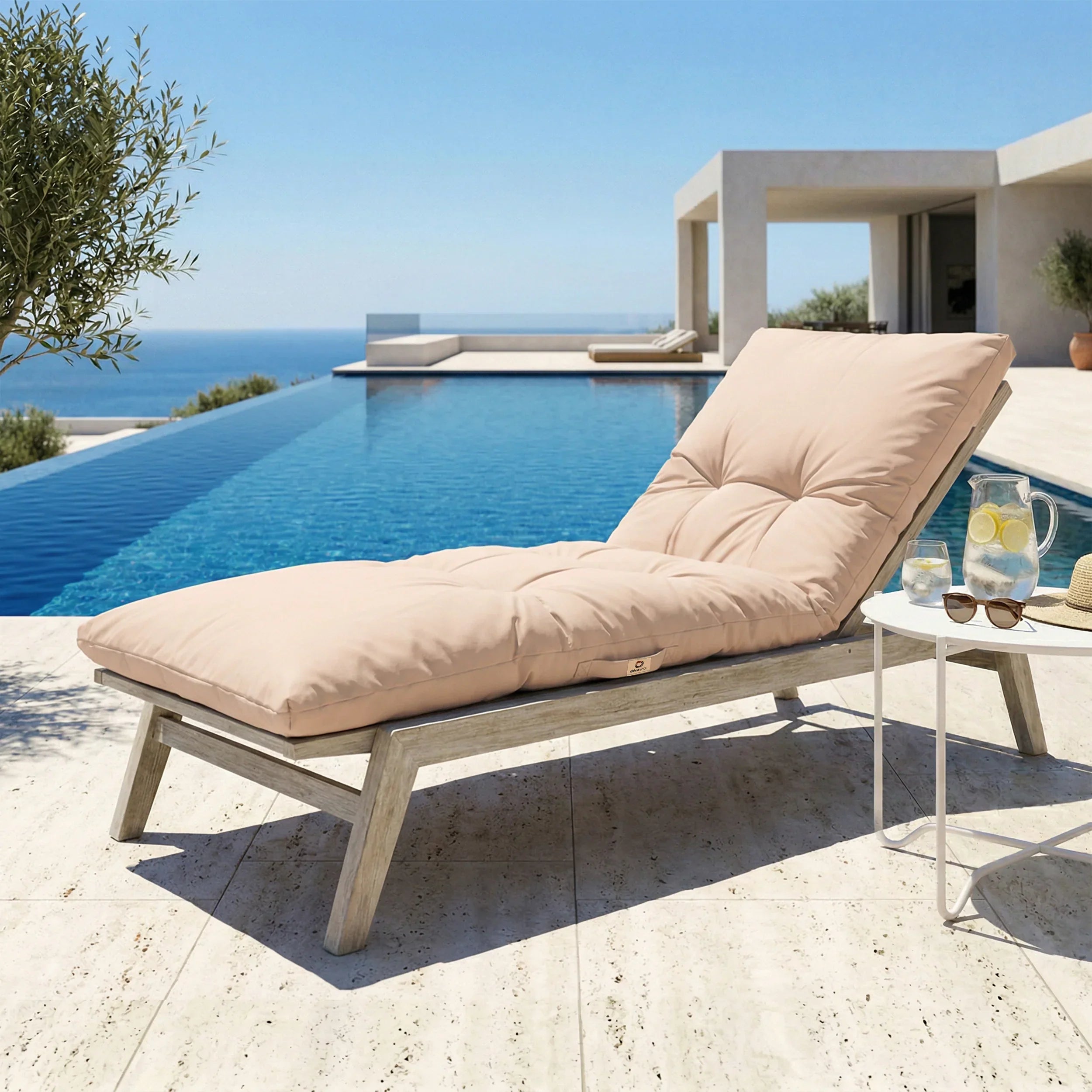Matelas Bain de Soleil 185x60 Beige Clair - Épais 12cm & Imperméable