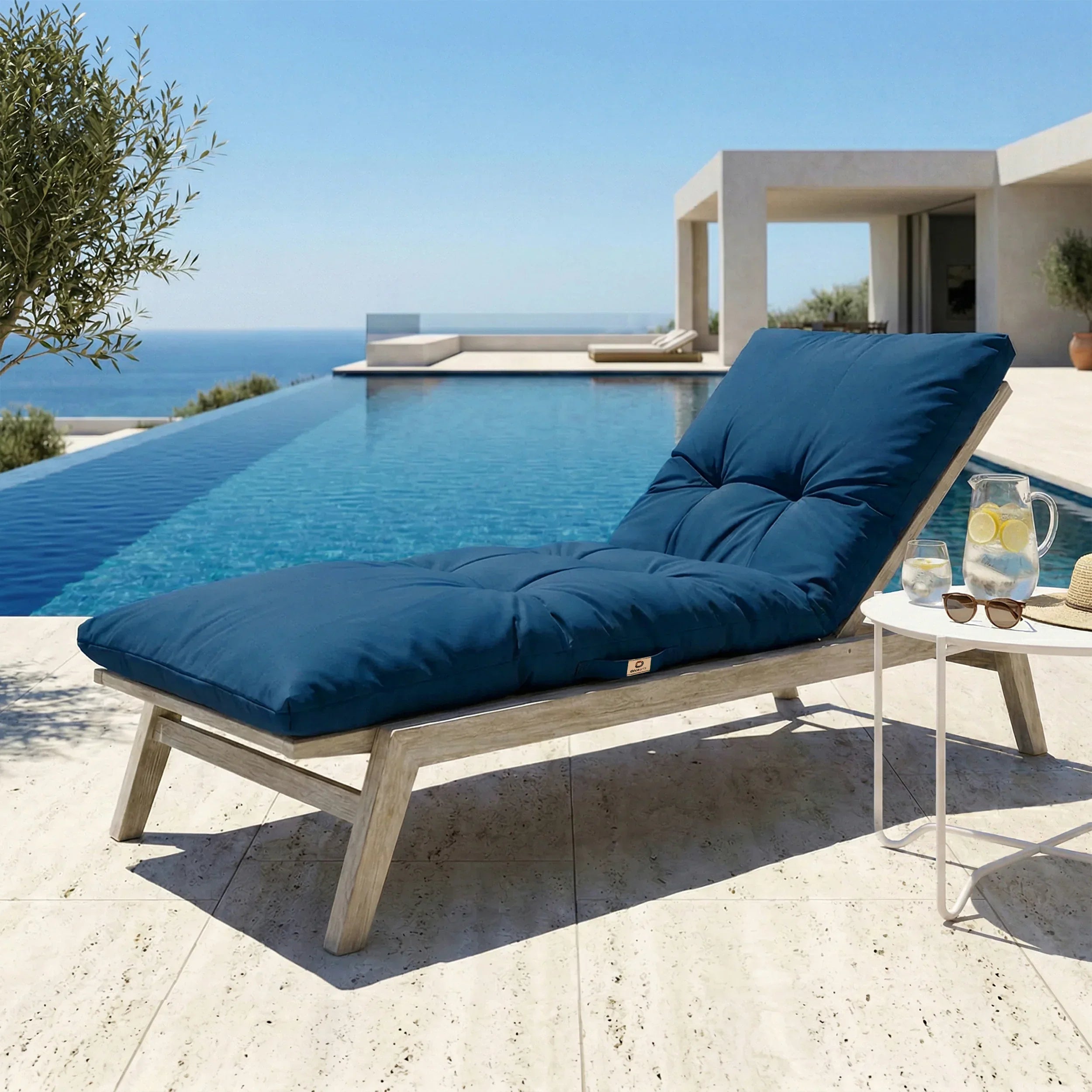 Matelas Bain de Soleil 185x60 Bleu Pétrole - Épais 12cm & Imperméable