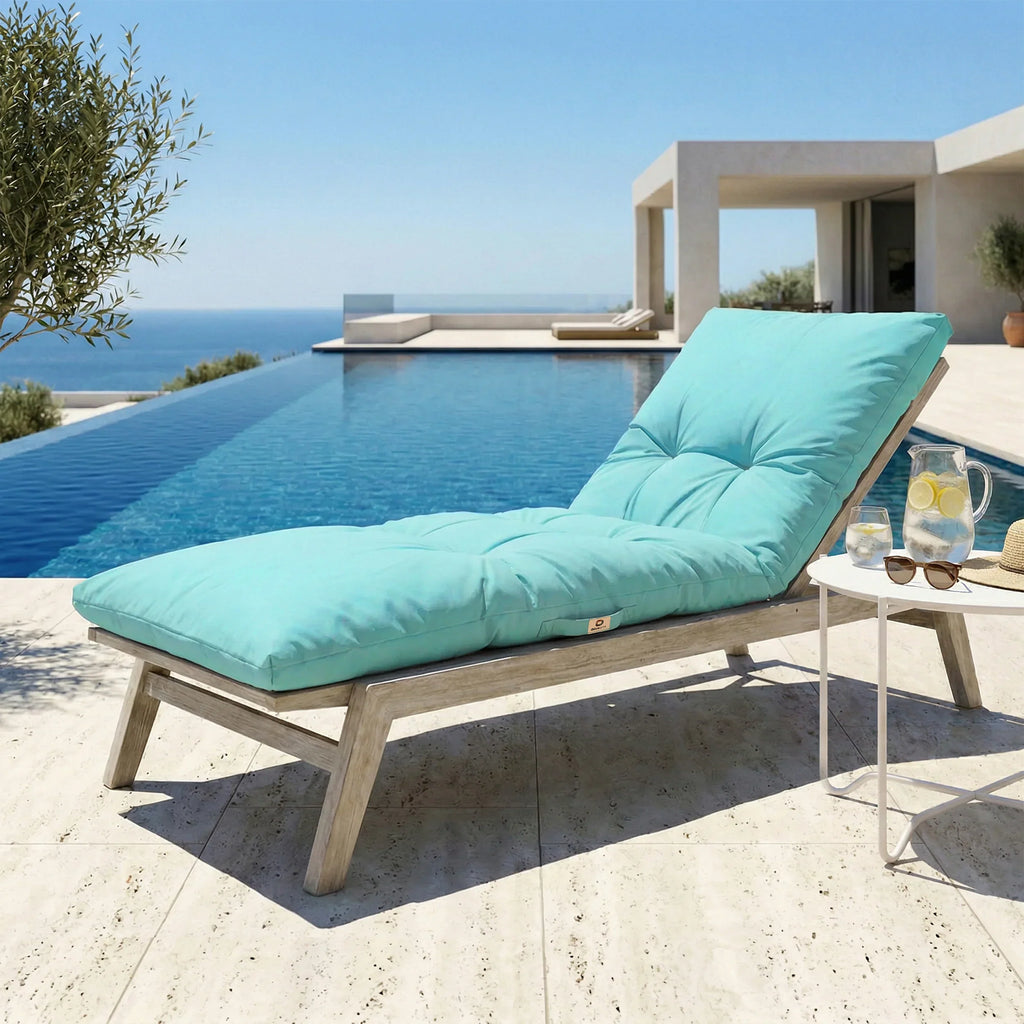 Matelas Bain de Soleil 185x60 Bleu Caraïbes - Épais 12cm & Imperméable