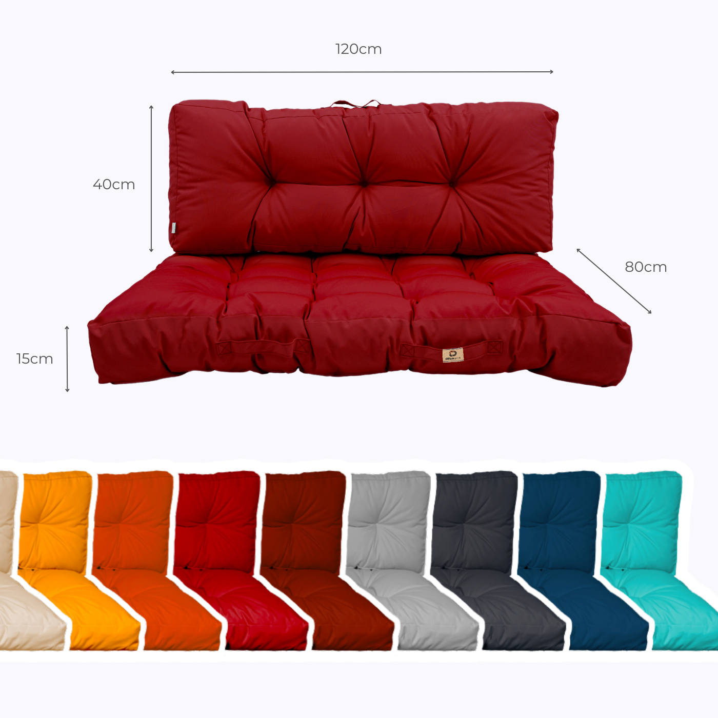 Ensemble Coussins Palette 120x80 Rouge Piment - Imperméable & Épais 15cm