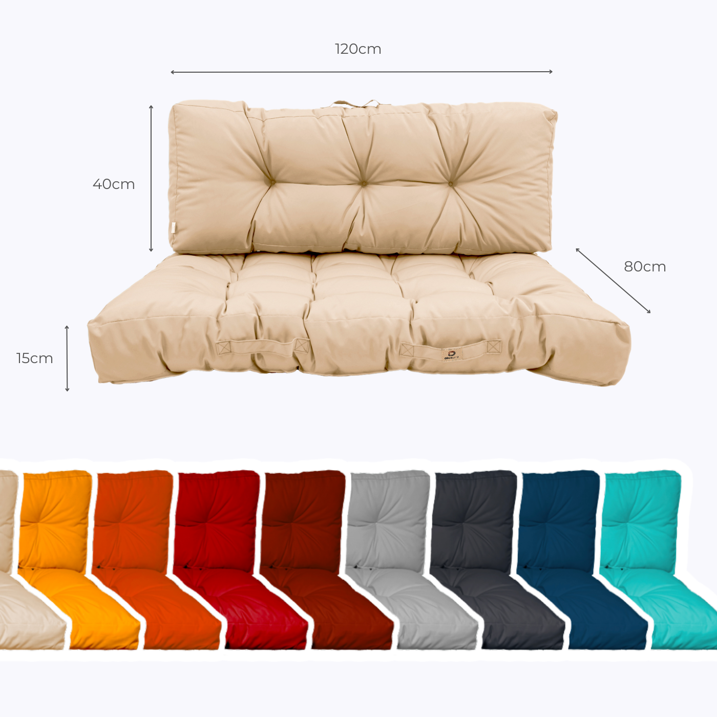 Ensemble Coussins Palette 120x80 Beige - Imperméable & Épais 15cm
