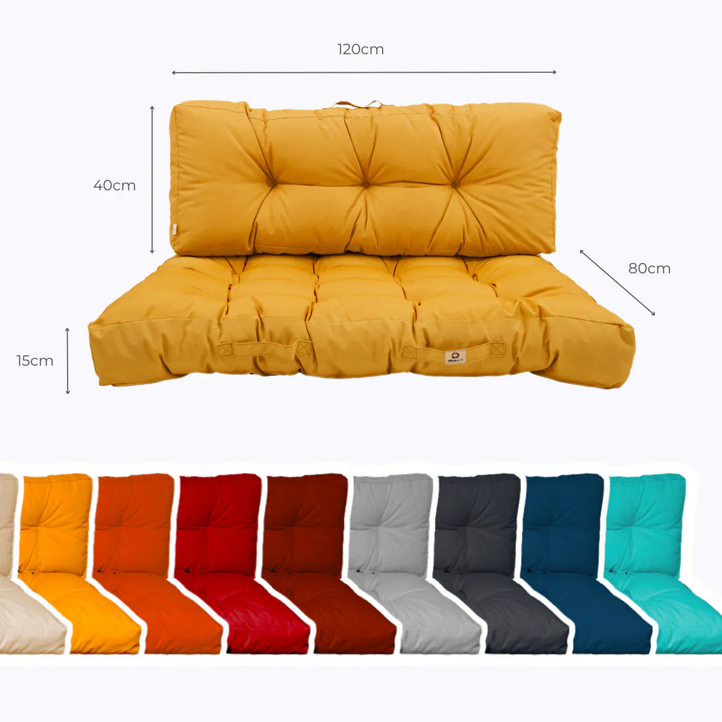 Ensemble Coussins Palette 120x80 Jaune Miel - Imperméable & Épais 15cm