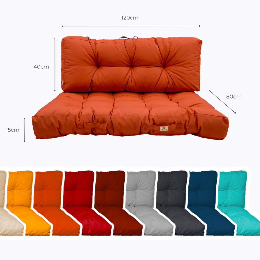 Ensemble Coussins Palette 120x80 Orange - Imperméable & Épais 15cm