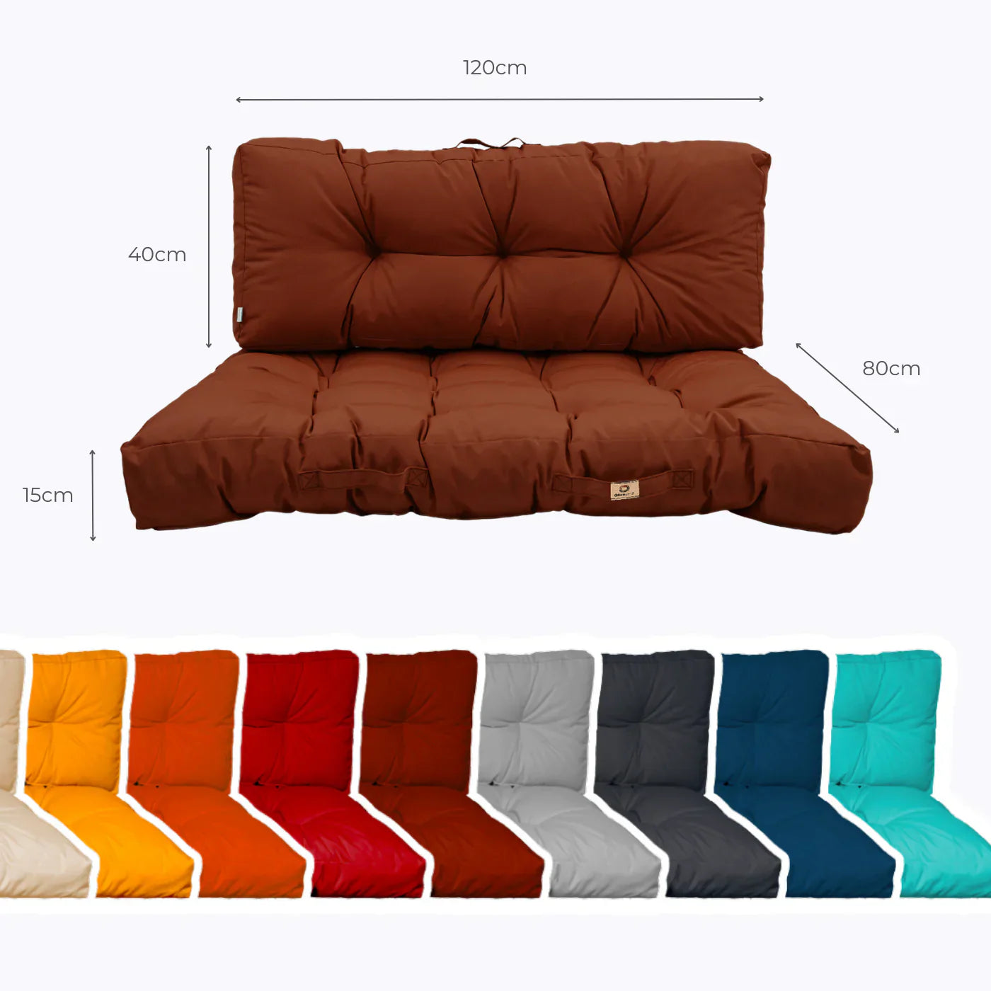 Ensemble Coussins Palette 120x80 Terracotta - Imperméable & Épais 15cm