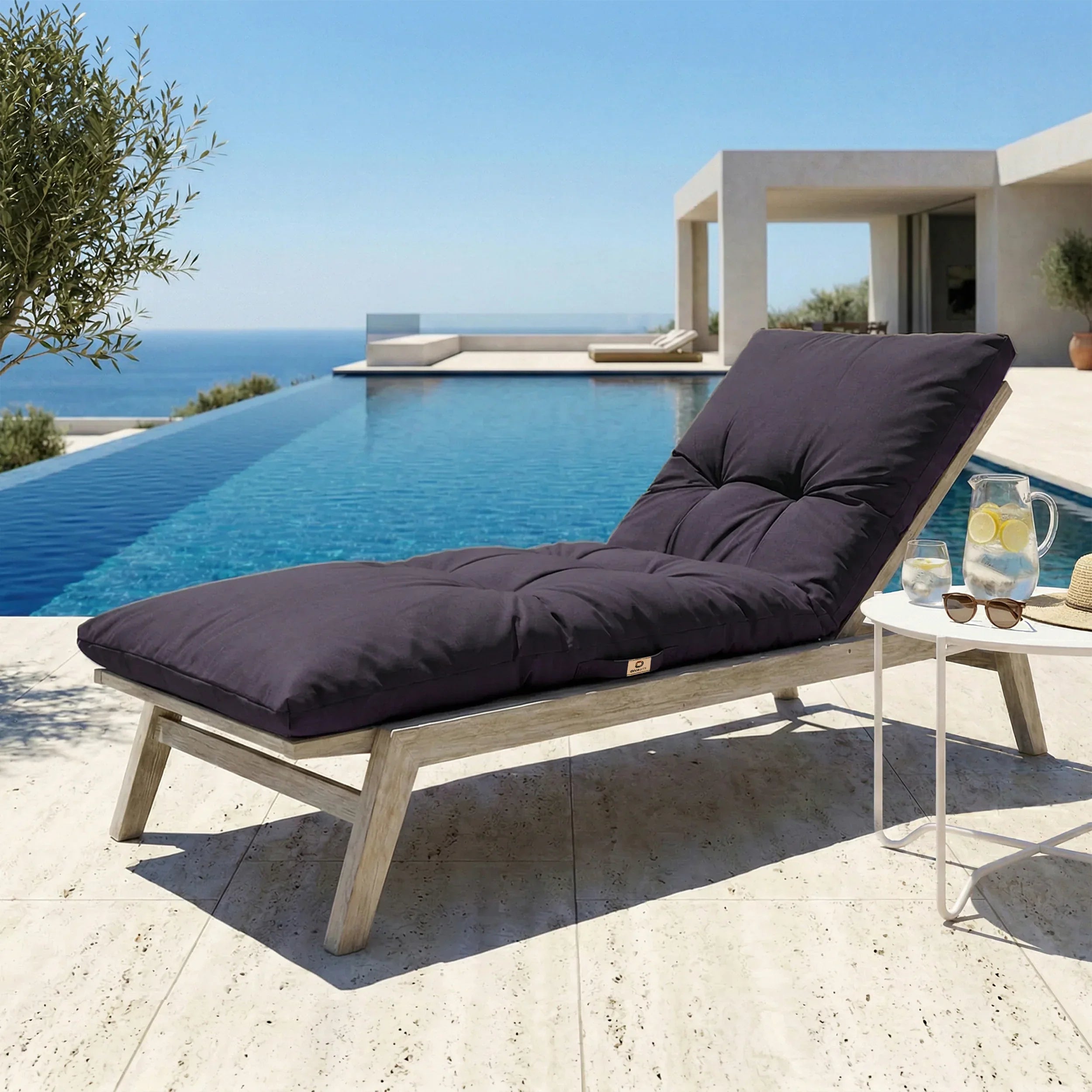 Matelas Bain de Soleil 185x60 Gris Carbone - Épais 12cm & Imperméable
