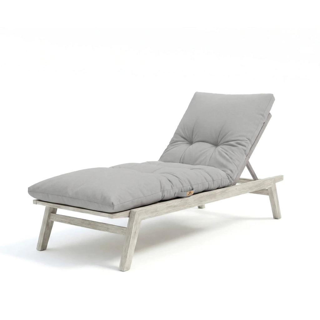 Matelas Bain de Soleil 185x60 Gris Galet - Épais 12cm & Imperméable
