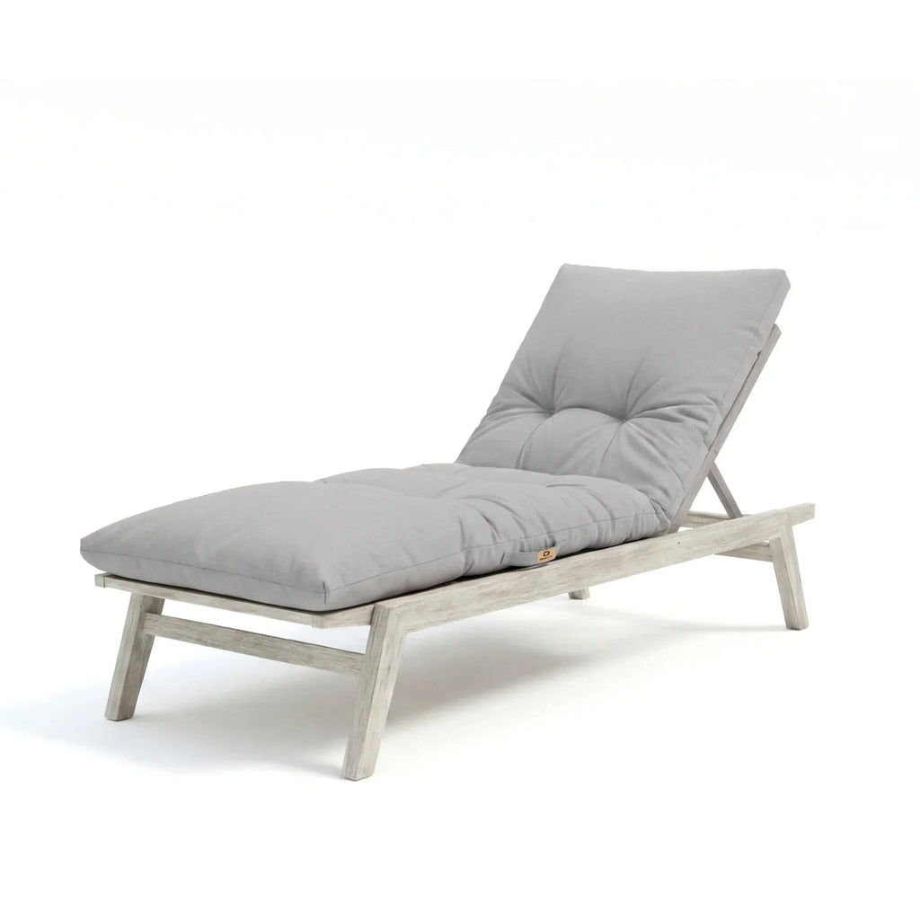 Matelas Bain de Soleil 185x60 - Épais 12cm & Imperméable (Transat) Gris Galet