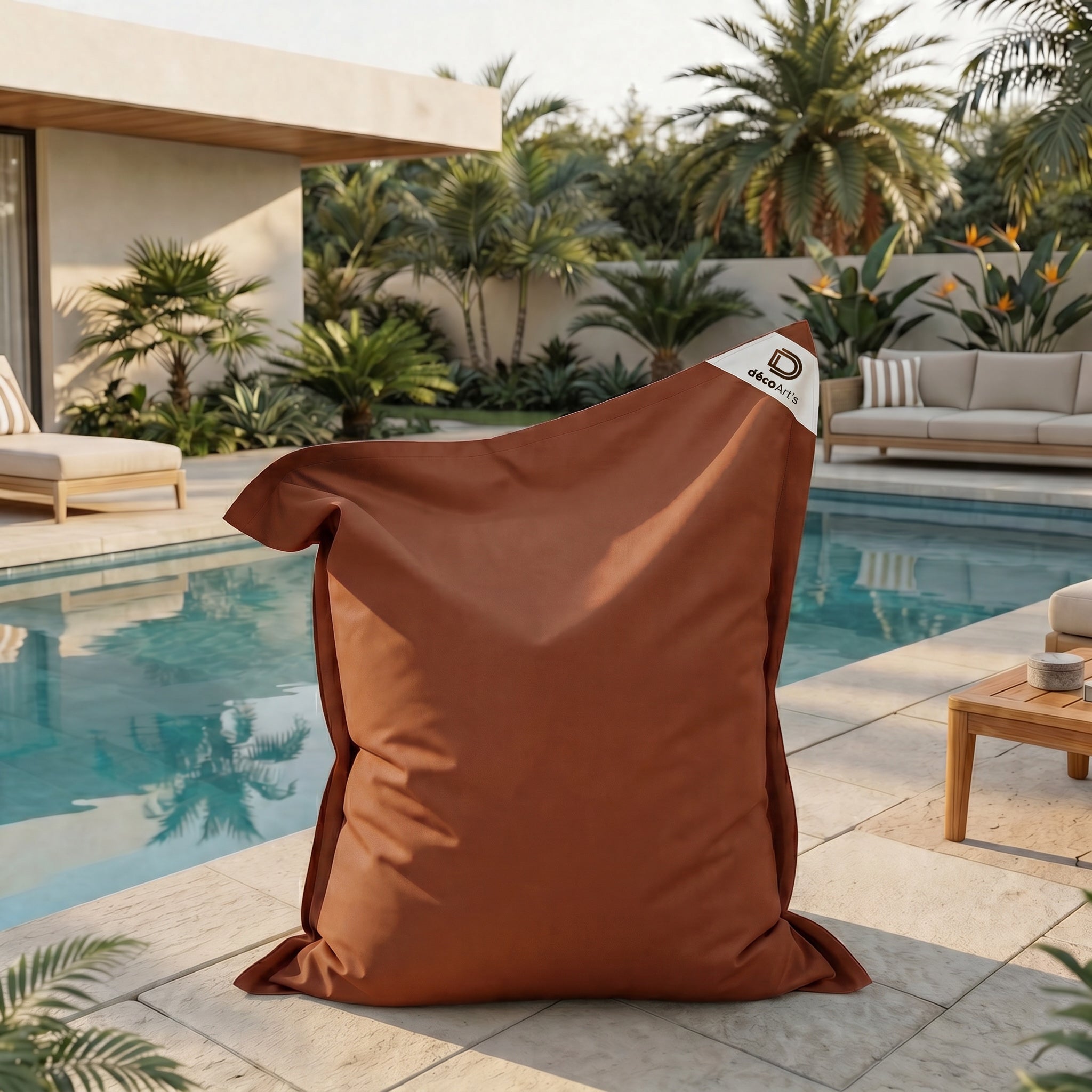 Pouf Géant XXL 180x140 Terracotta - Waterproof & Déhoussable (Mousse)