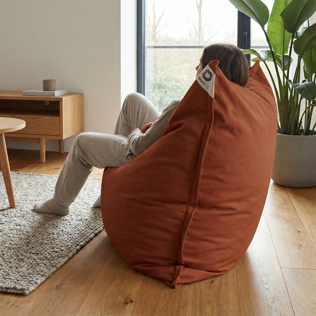 Pouf Géant XXL 180x140 Terracotta - Waterproof & Déhoussable (Mousse)