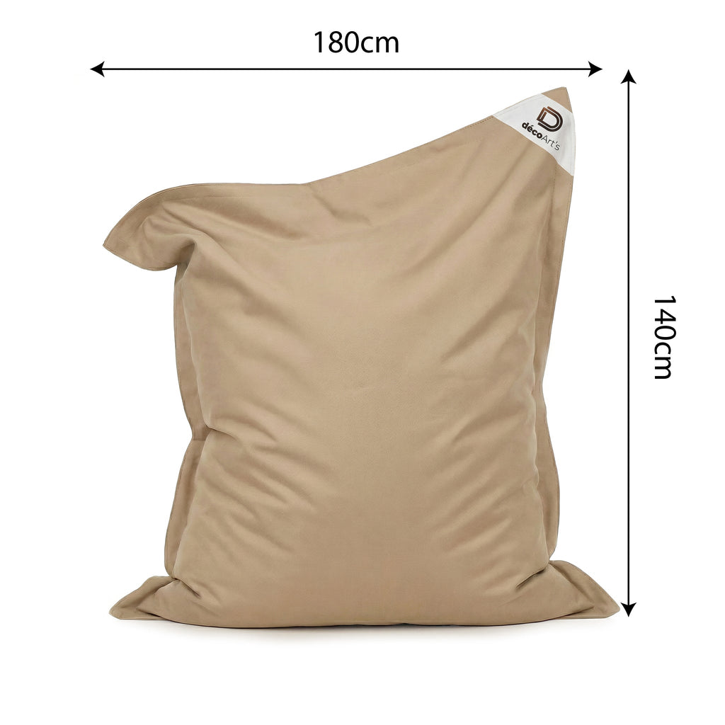 Pouf Géant XXL 180x140 Beige - Waterproof & Déhoussable (Mousse)