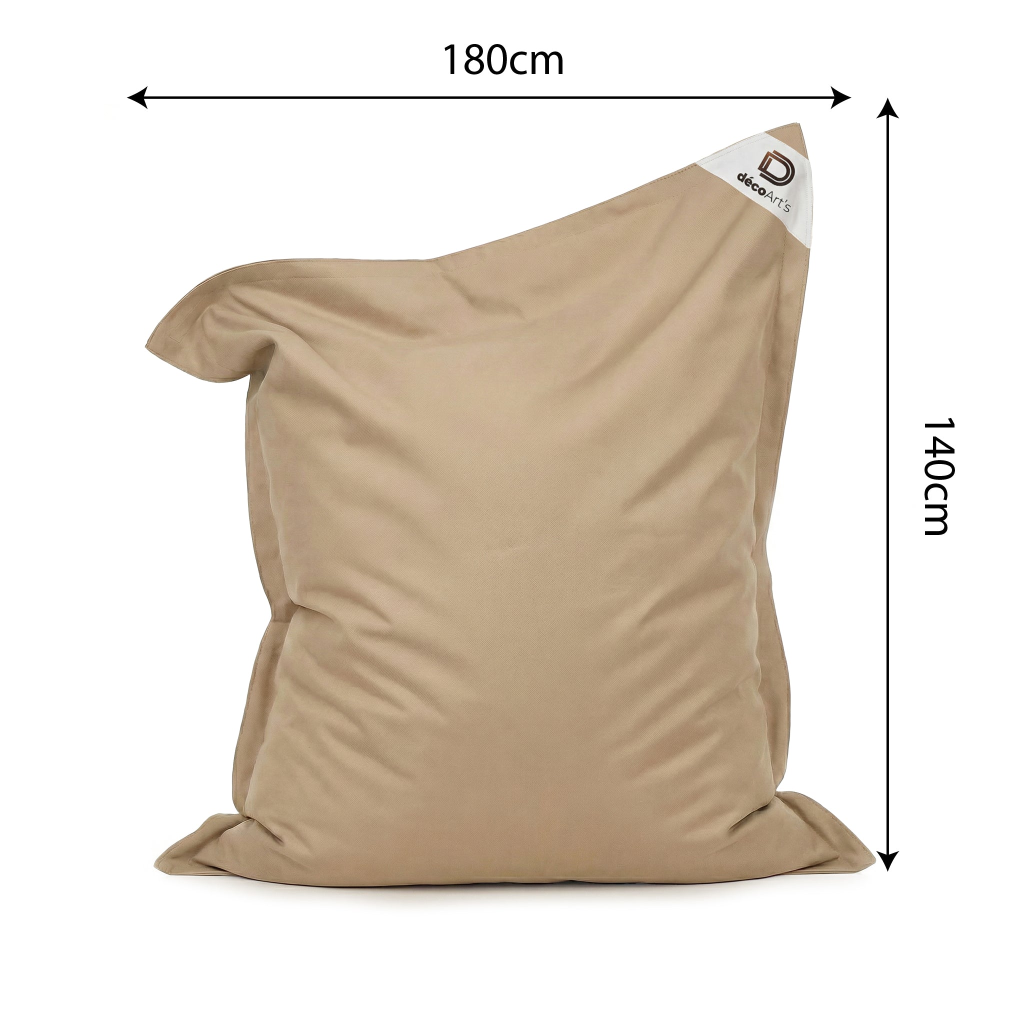 Pouf Géant XXL 180x140 Beige - Waterproof & Déhoussable (Mousse)