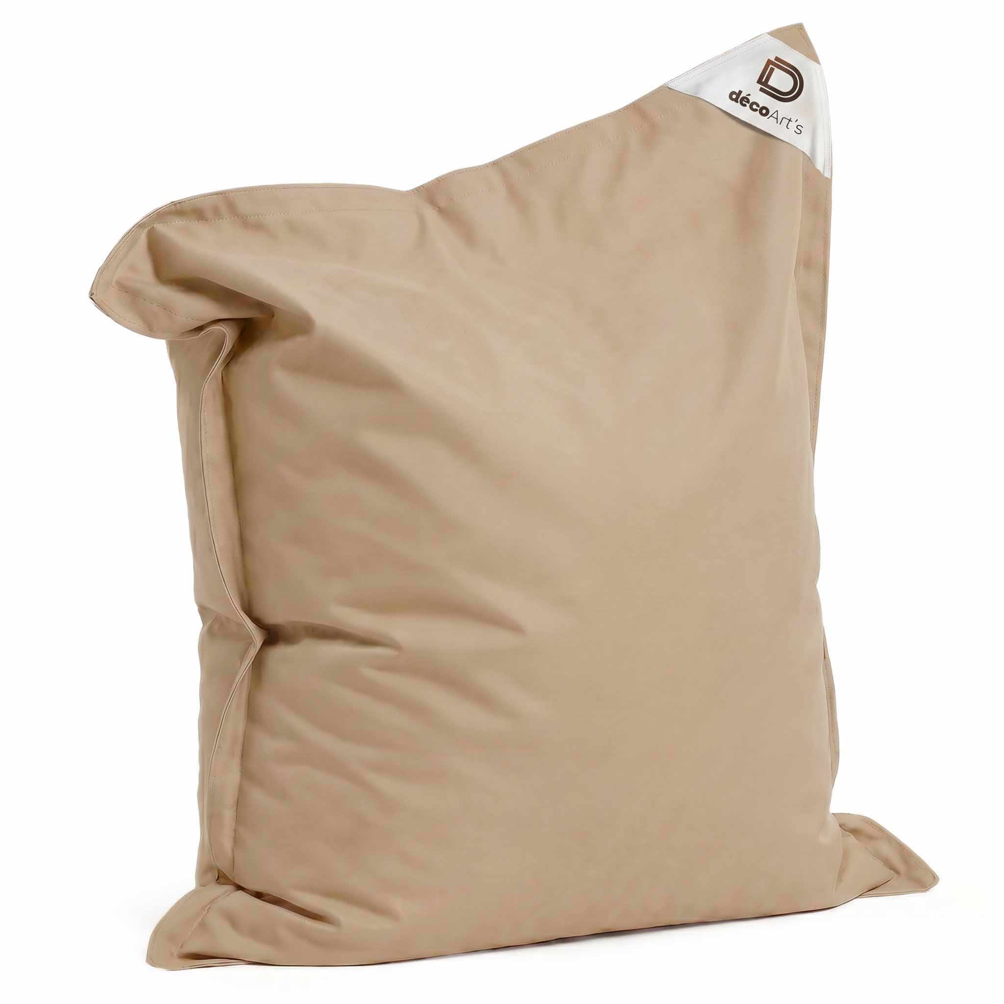 Pouf Géant XXL 180x140 Beige - Waterproof & Déhoussable (Mousse)