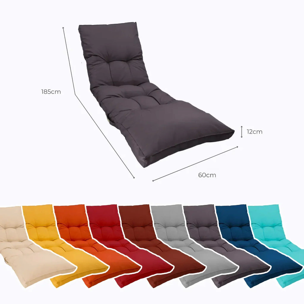 Matelas Bain de Soleil 185x60 - Épais 12cm & Imperméable (Transat) Gris Carbone