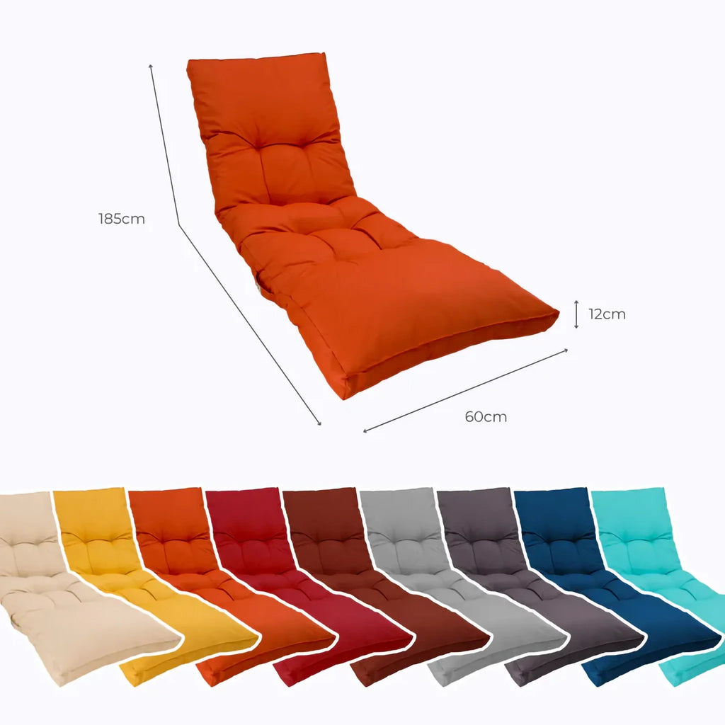 Matelas Bain de Soleil 185x60 Orange - Épais 12cm & Imperméable