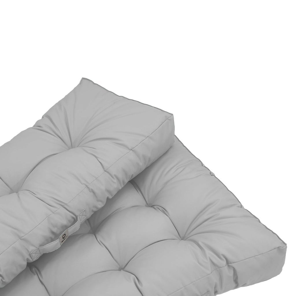 Ensemble Coussins Palette 120x80 - Imperméable & Épais 15cm Gris Galet
