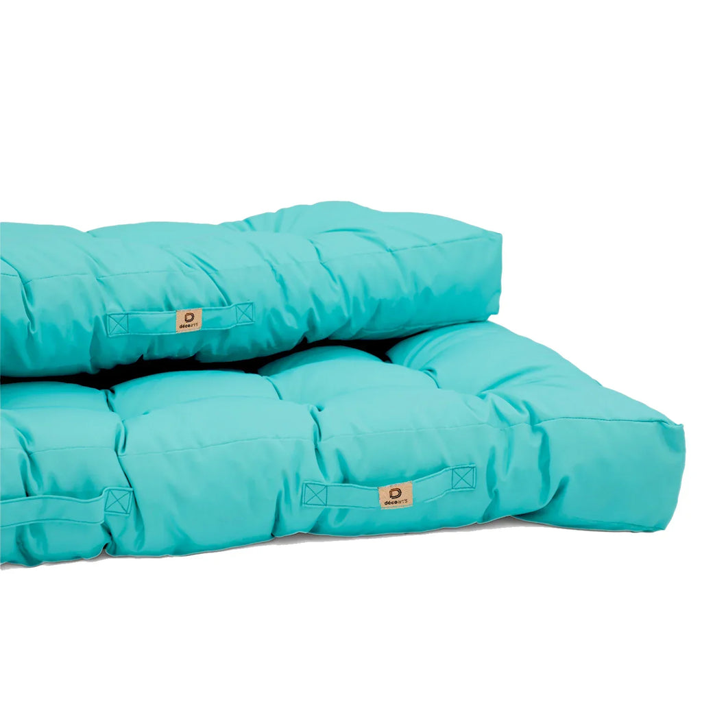 Ensemble Coussins Palette 120x80 Bleu Caraïbes - Imperméable & Épais 15cm