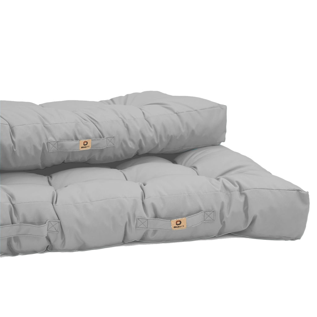 Ensemble Coussins Palette 120x80 Gris Galet - Imperméable & Épais 15cm