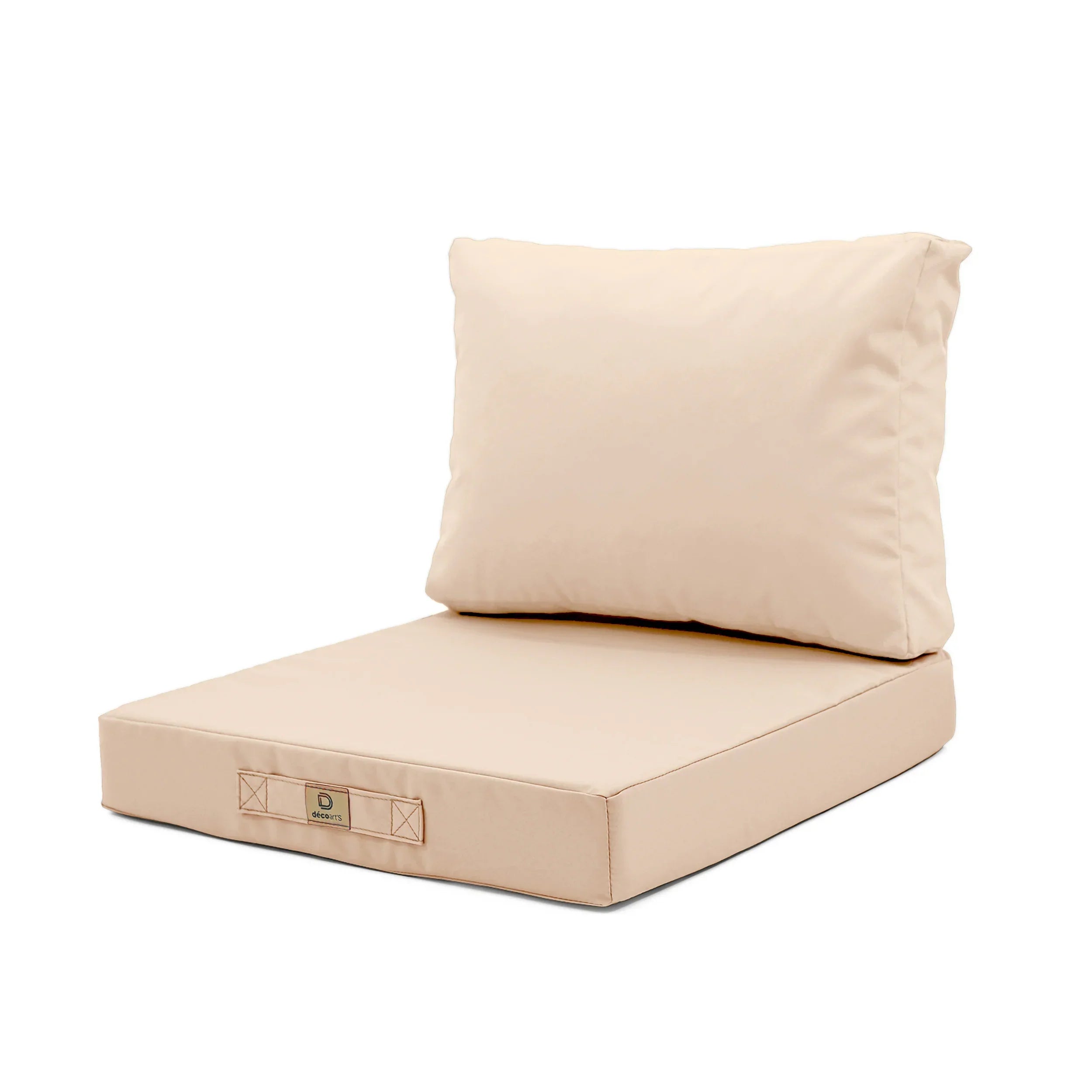 Ensemble Coussins Salon Jardin 60x60 Beige - Déhoussable & Anti-UV (Assise + Dossier)