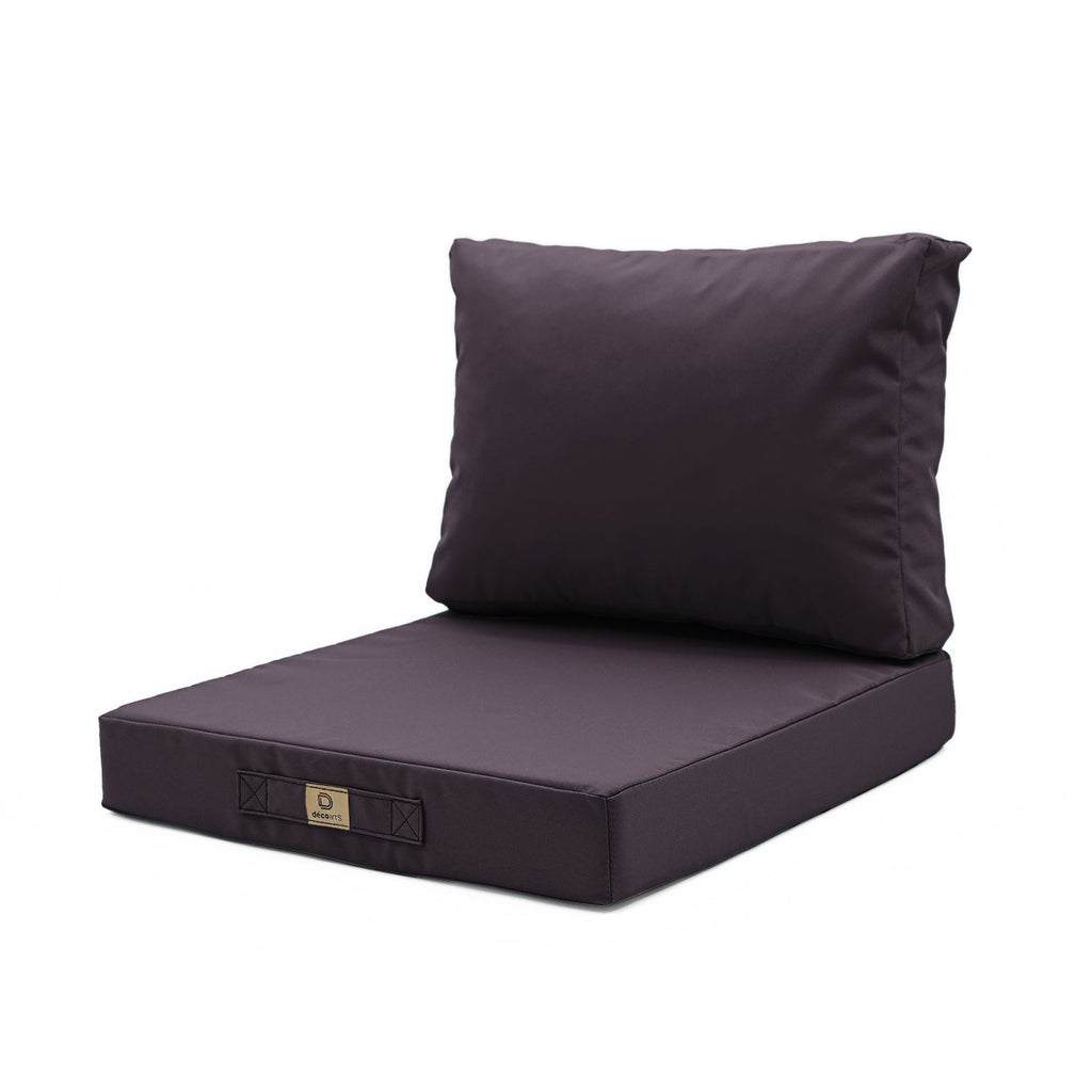 Ensemble Coussins Salon Jardin Déhoussable - Anti-UV (Assise + Dossier) 60x60 cm / Gris Carbone