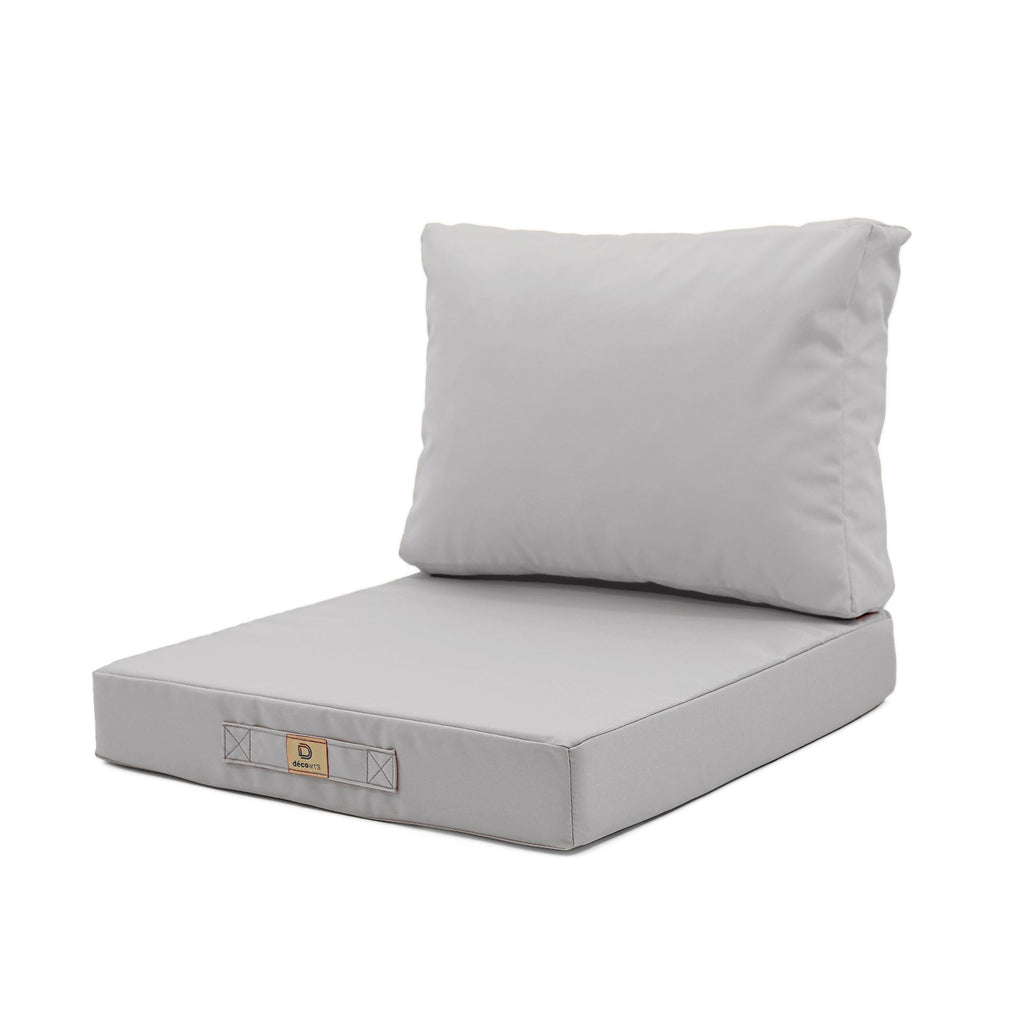 Ensemble Coussins Salon Jardin 60x60 Gris Galet - Déhoussable & Anti-UV (Assise + Dossier)