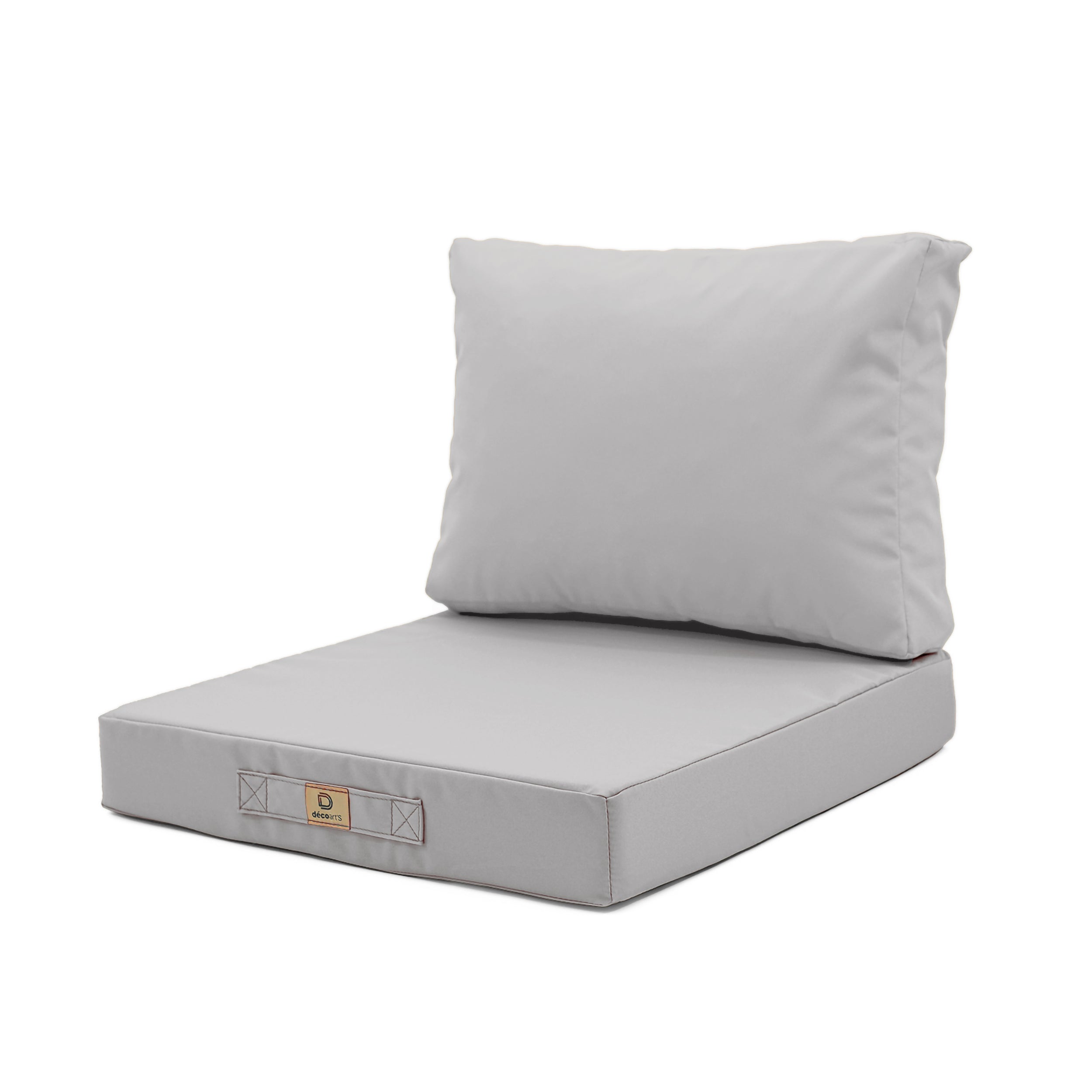 Ensemble Coussins Salon Jardin 60x60 Gris Galet - Déhoussable & Anti-UV (Assise + Dossier)