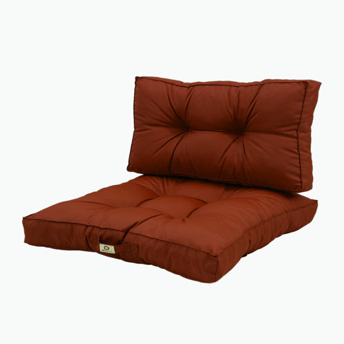 Ensemble Coussins Capitonné 60x60 Terracotta - Épais 15cm & Moelleux (Assise + Dossier)