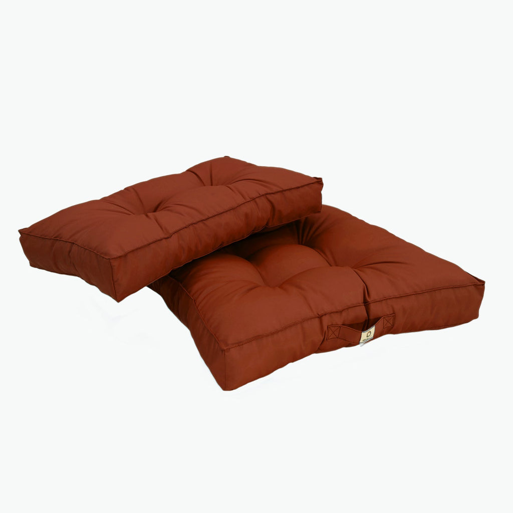 Ensemble Coussins Capitonné 60x60 Terracotta - Épais 15cm & Moelleux (Assise + Dossier)