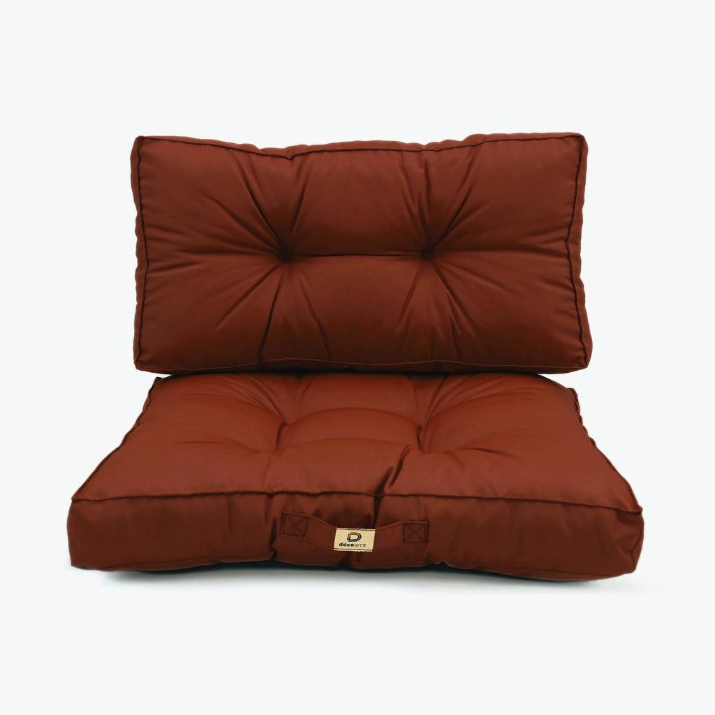 Ensemble Coussins Capitonné 60x60 Terracotta - Épais 15cm & Moelleux (Assise + Dossier)