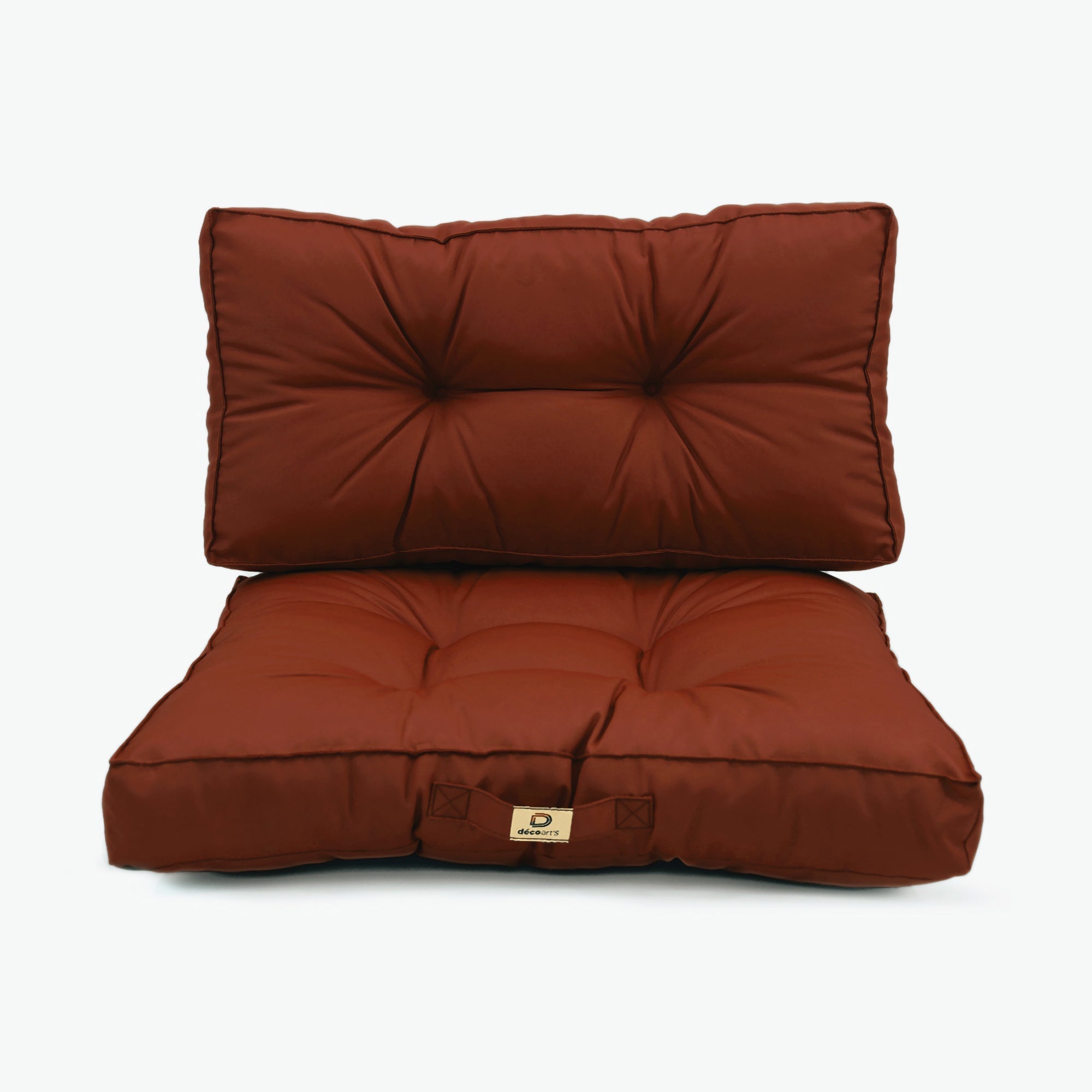 Ensemble Coussins Capitonné 60x60 Terracotta - Épais 15cm & Moelleux (Assise + Dossier)