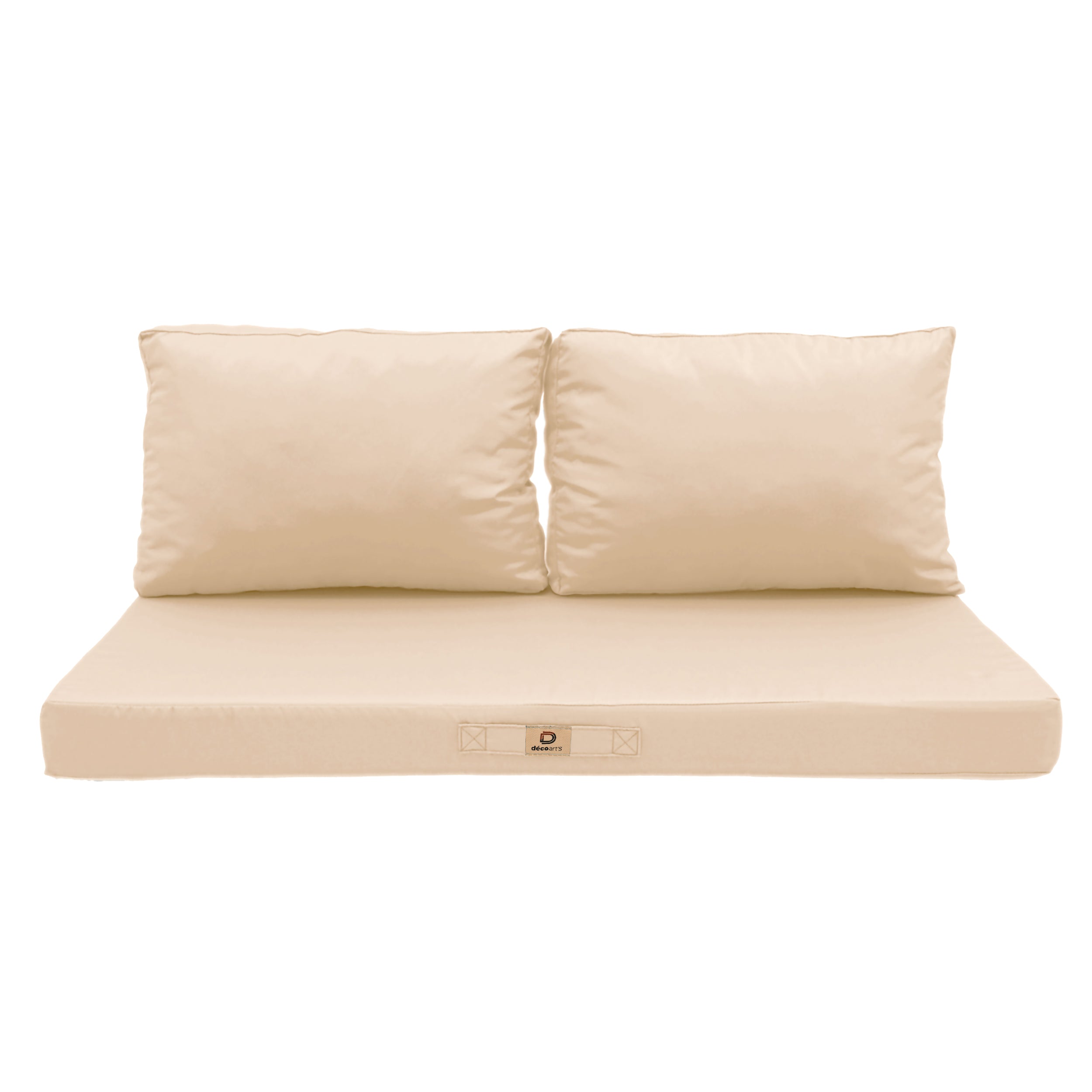 Ensemble Coussins Salon Jardin 120x60 Beige - Déhoussable & Anti-UV (1 Assise + 2 Dossiers)