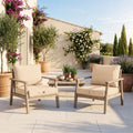 Ensemble Coussins Salon Jardin 50x50 Beige - Déhoussable & Anti-UV (Assise + Dossier)
