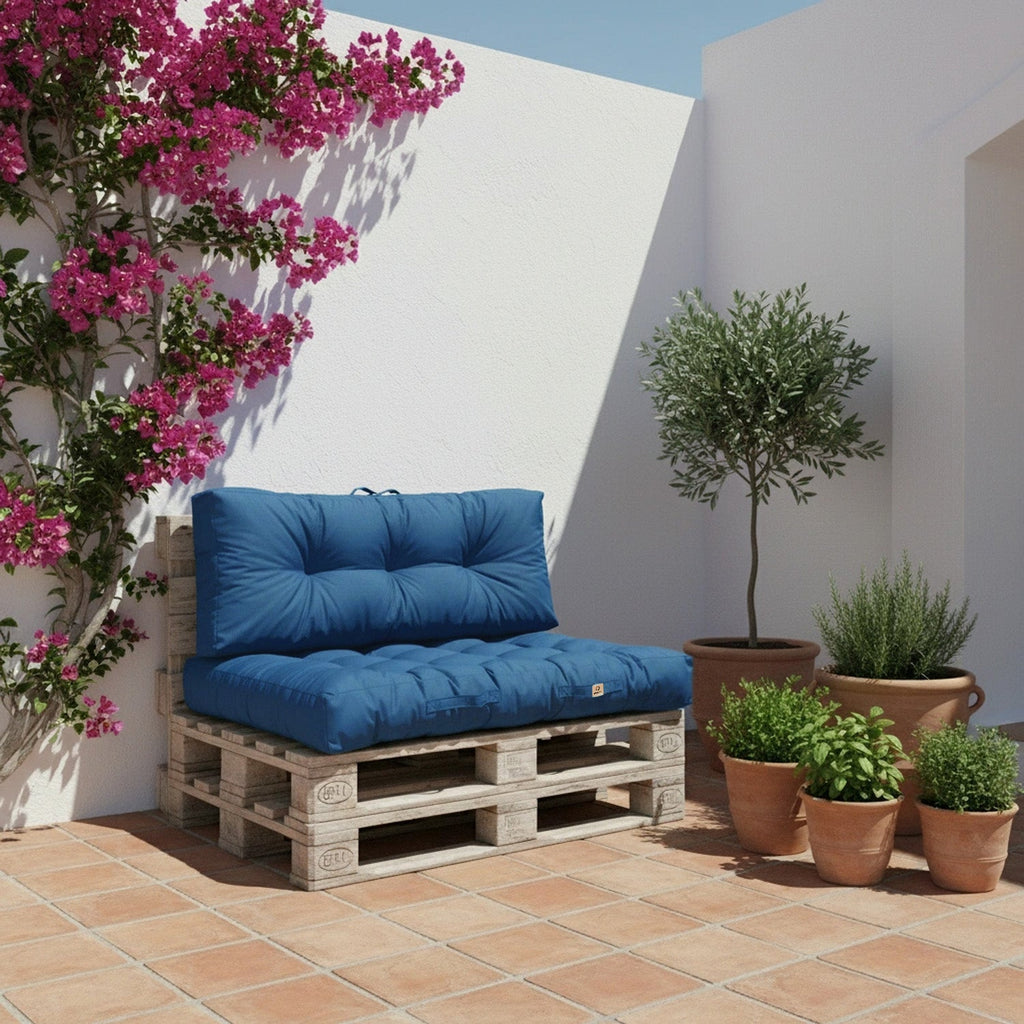 Ensemble Coussins Palette 120x80 Bleu Pétrole - Imperméable & Épais 15cm