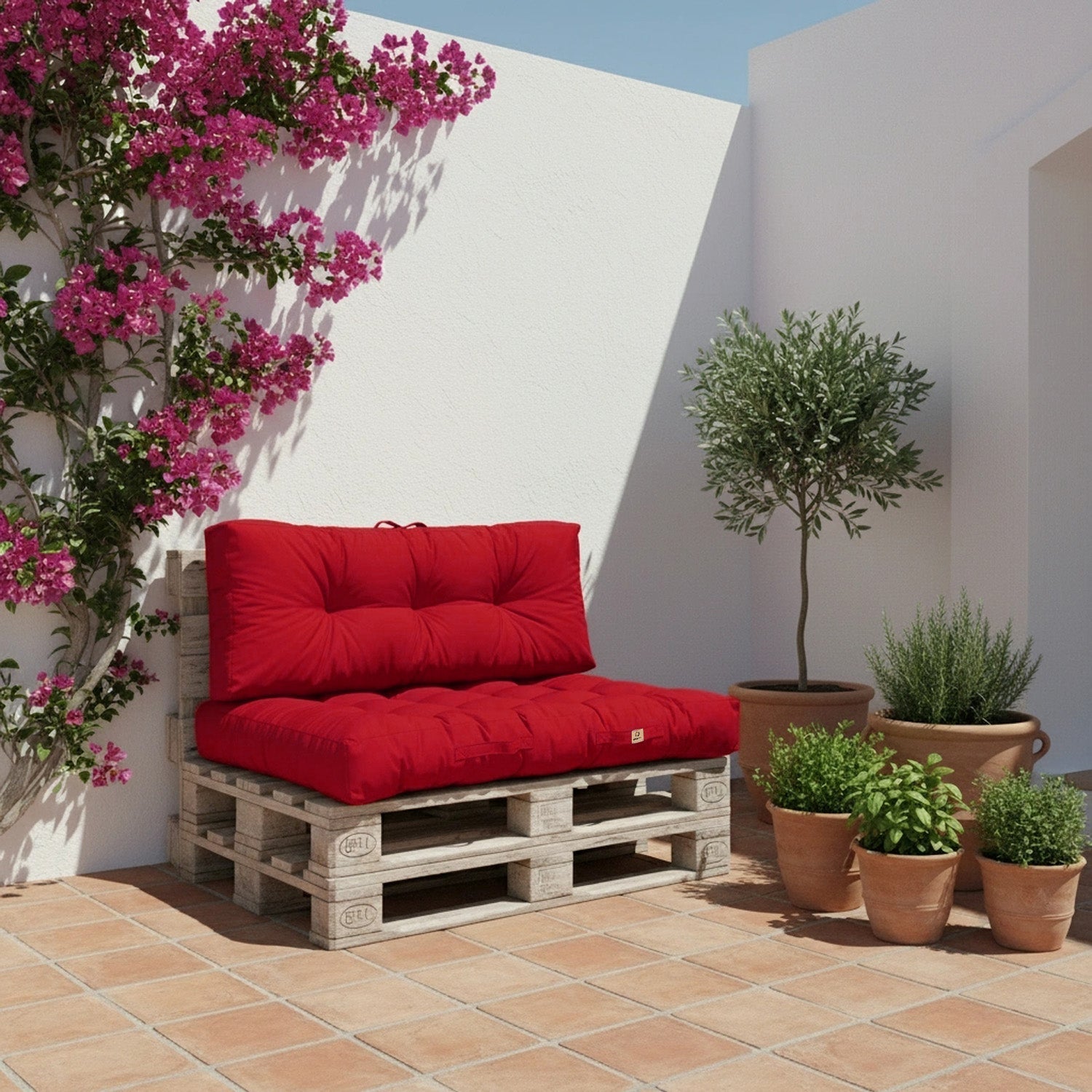 Ensemble Coussins Palette 120x80 Rouge Piment - Imperméable & Épais 15cm