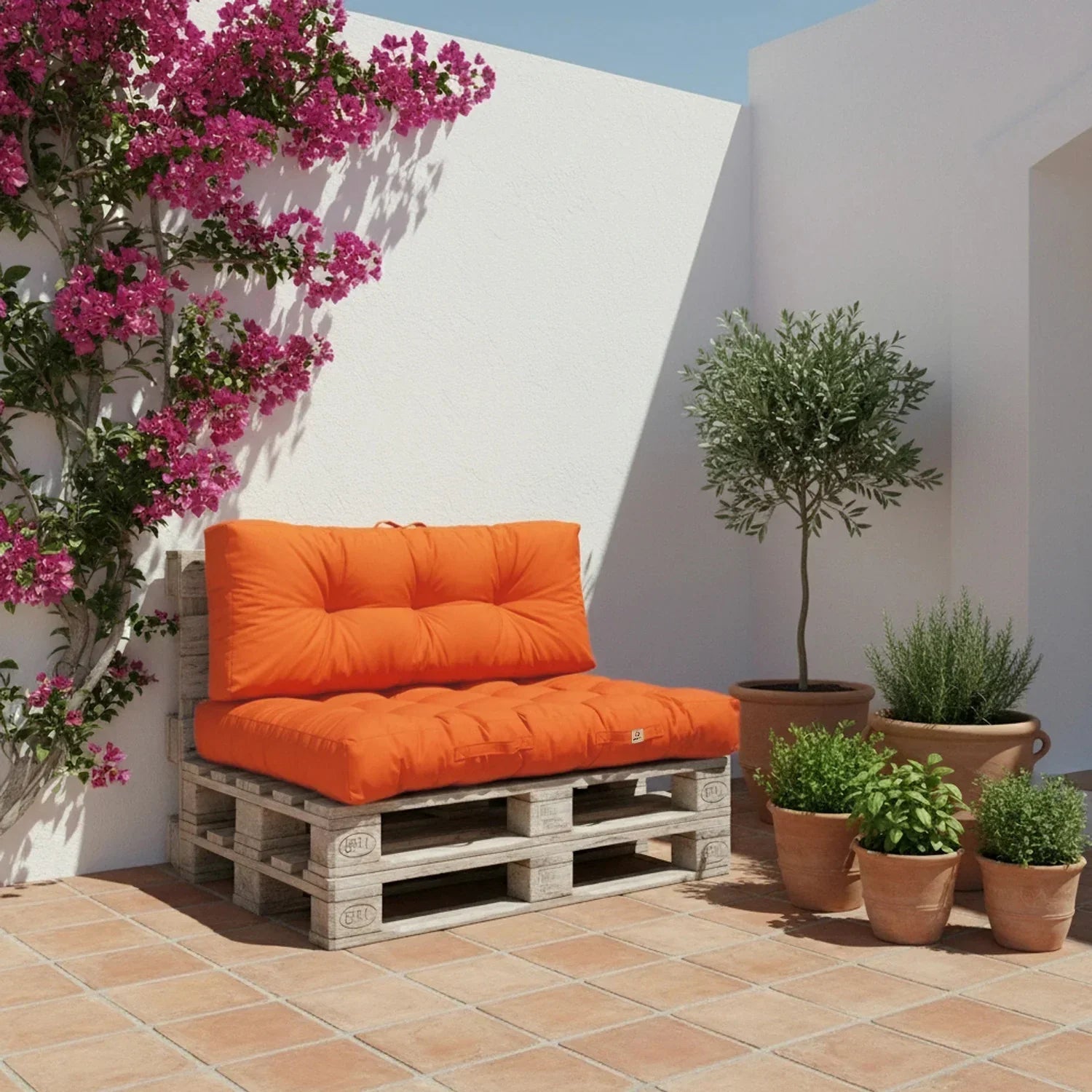 Ensemble Coussins Palette 120x80 Orange - Imperméable & Épais 15cm